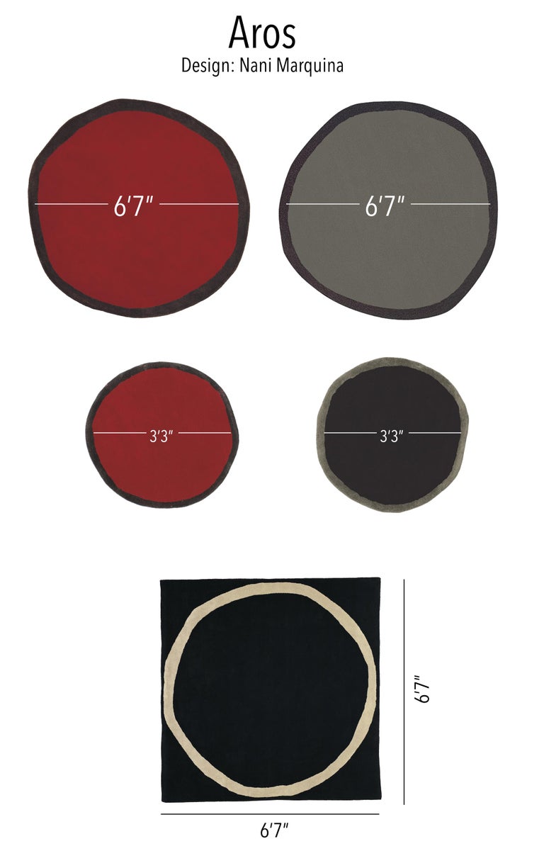 Mid-Century Modern Small Nanimarquina 'Aros' Round Rug in Red and Black For Sale