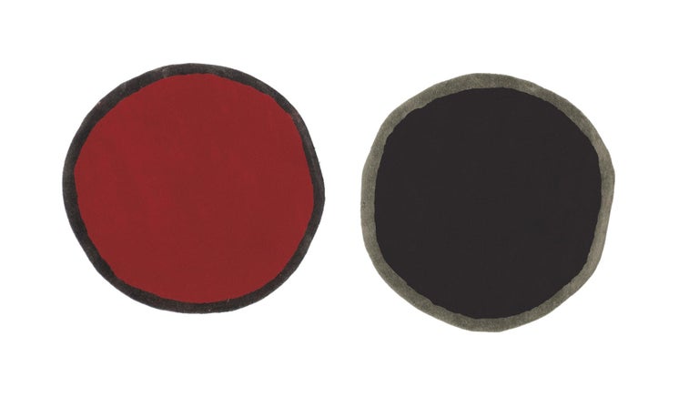 Contemporary Small Nanimarquina 'Aros' Round Rug in Red and Black For Sale