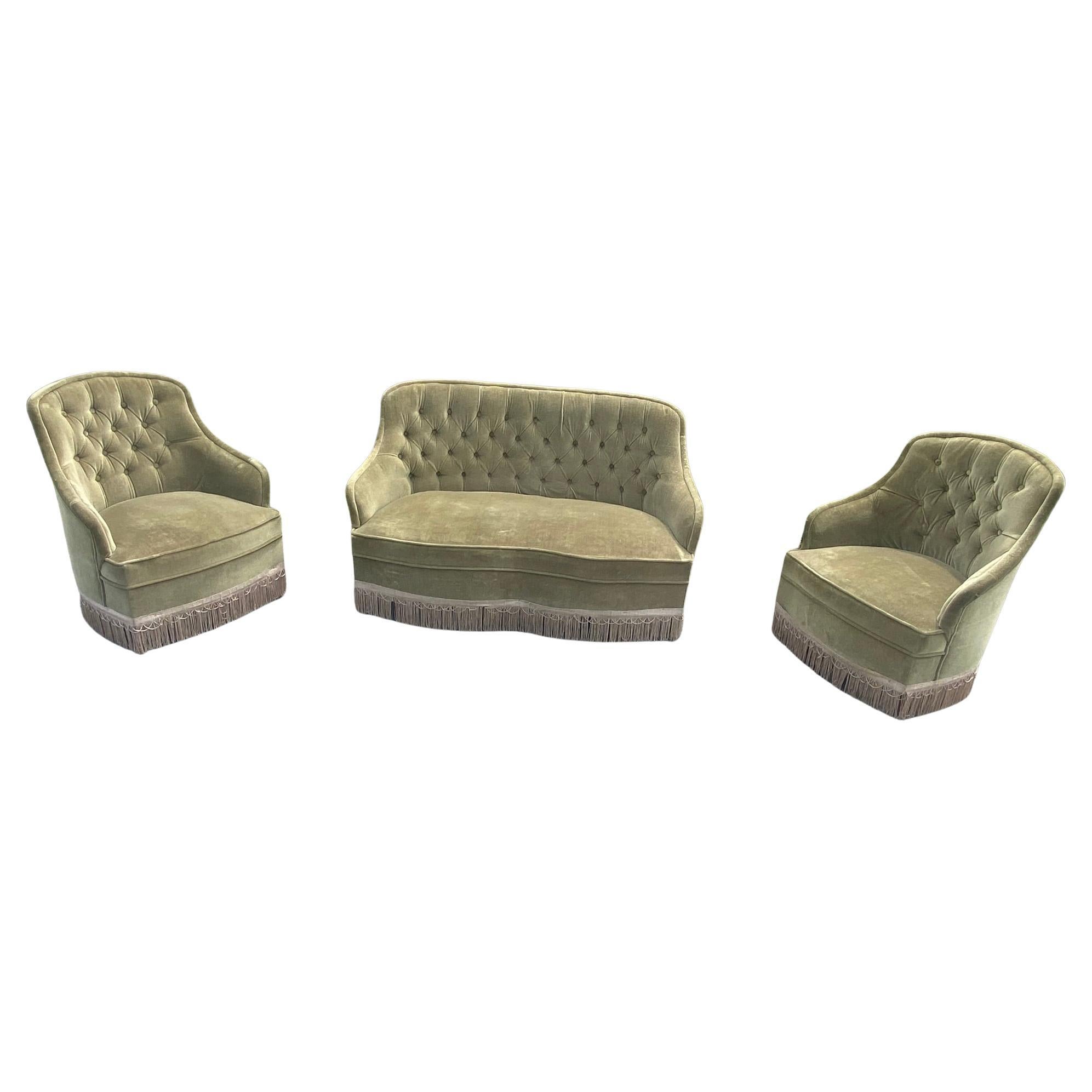 kleine Napoleon III Lounge um 1930/1950 guter Zustand