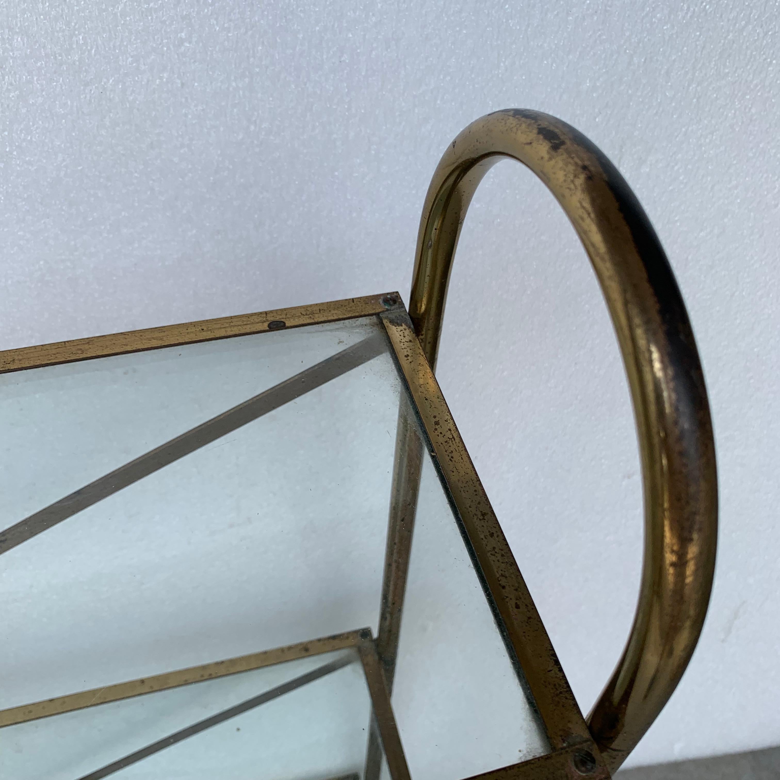 Small Narrow Mid-Century Modern Brass And Glass Shelves Bathroom Rack Shelf 6