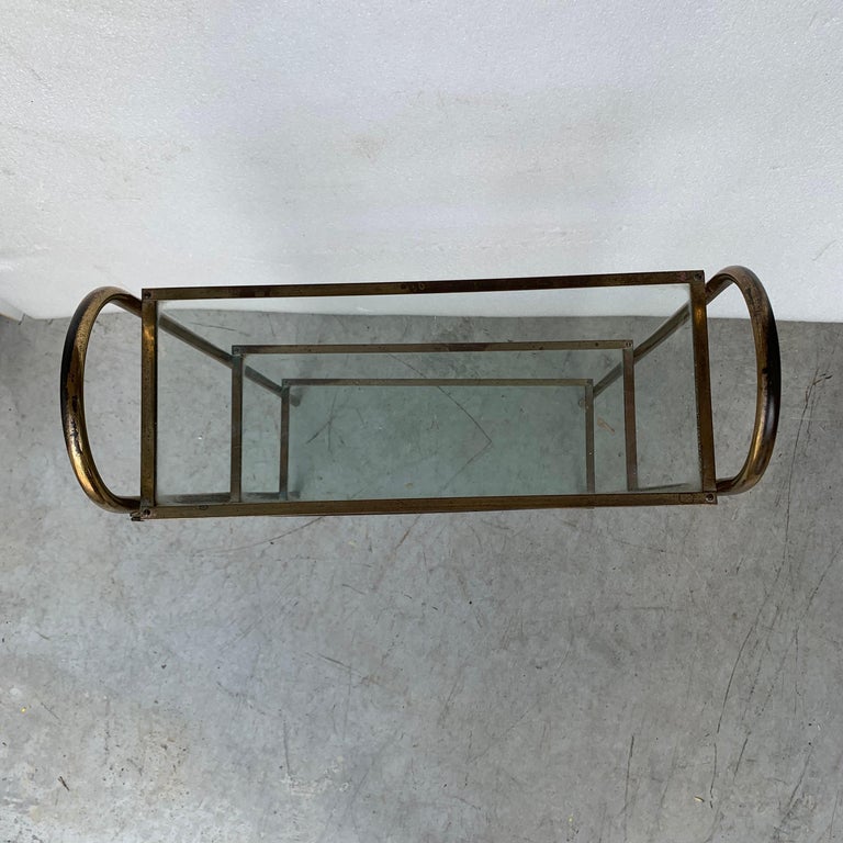Small Narrow MidCentury Modern Brass And Glass Shelves Bathroom Rack Shelf at 1stDibs