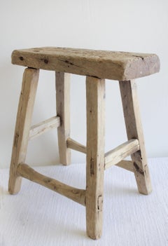 Small Natural Antique Elm Wood Bench Stool