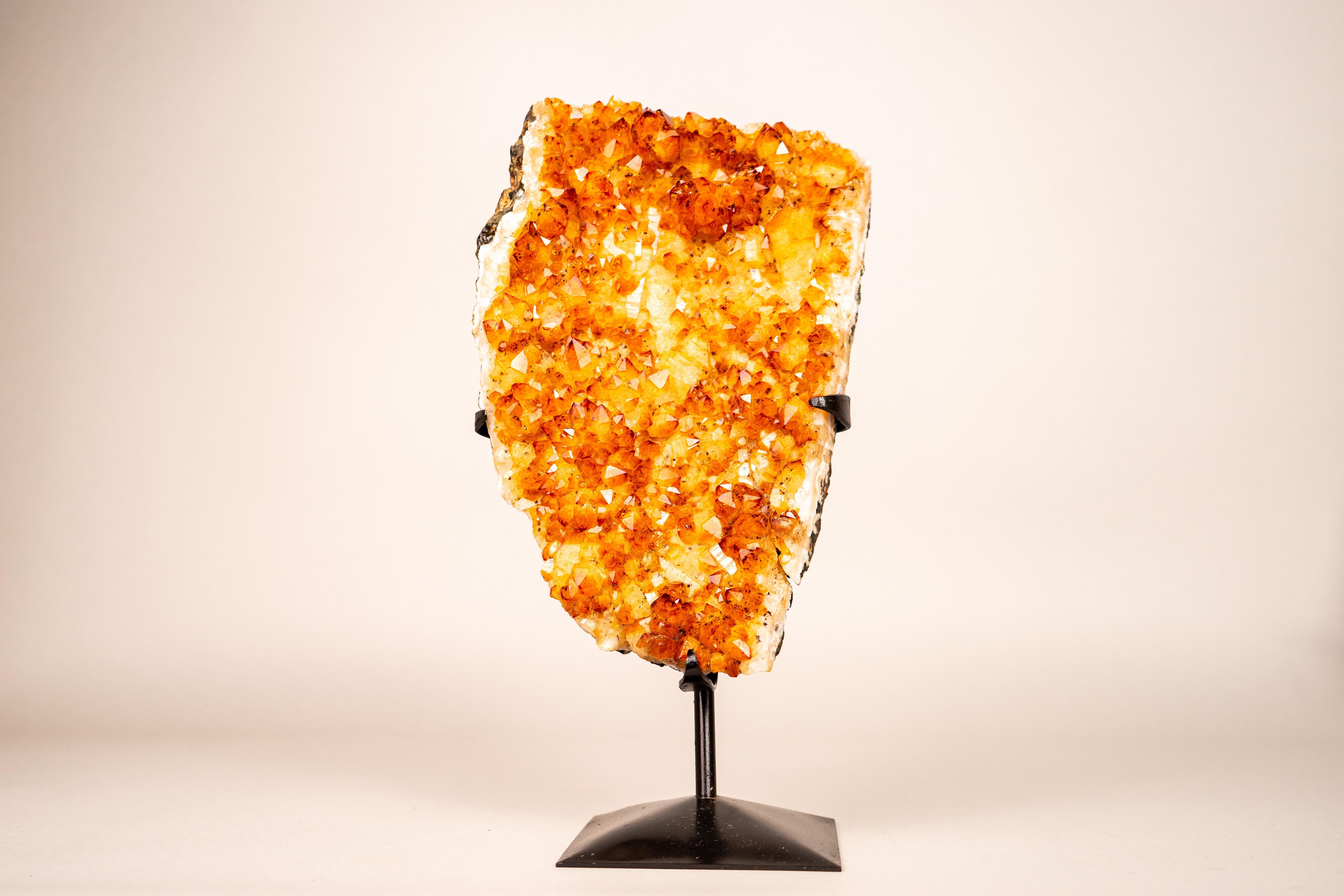 Small Natural Golden Orange Citrine Crystal Cluster on Stand For Sale 5