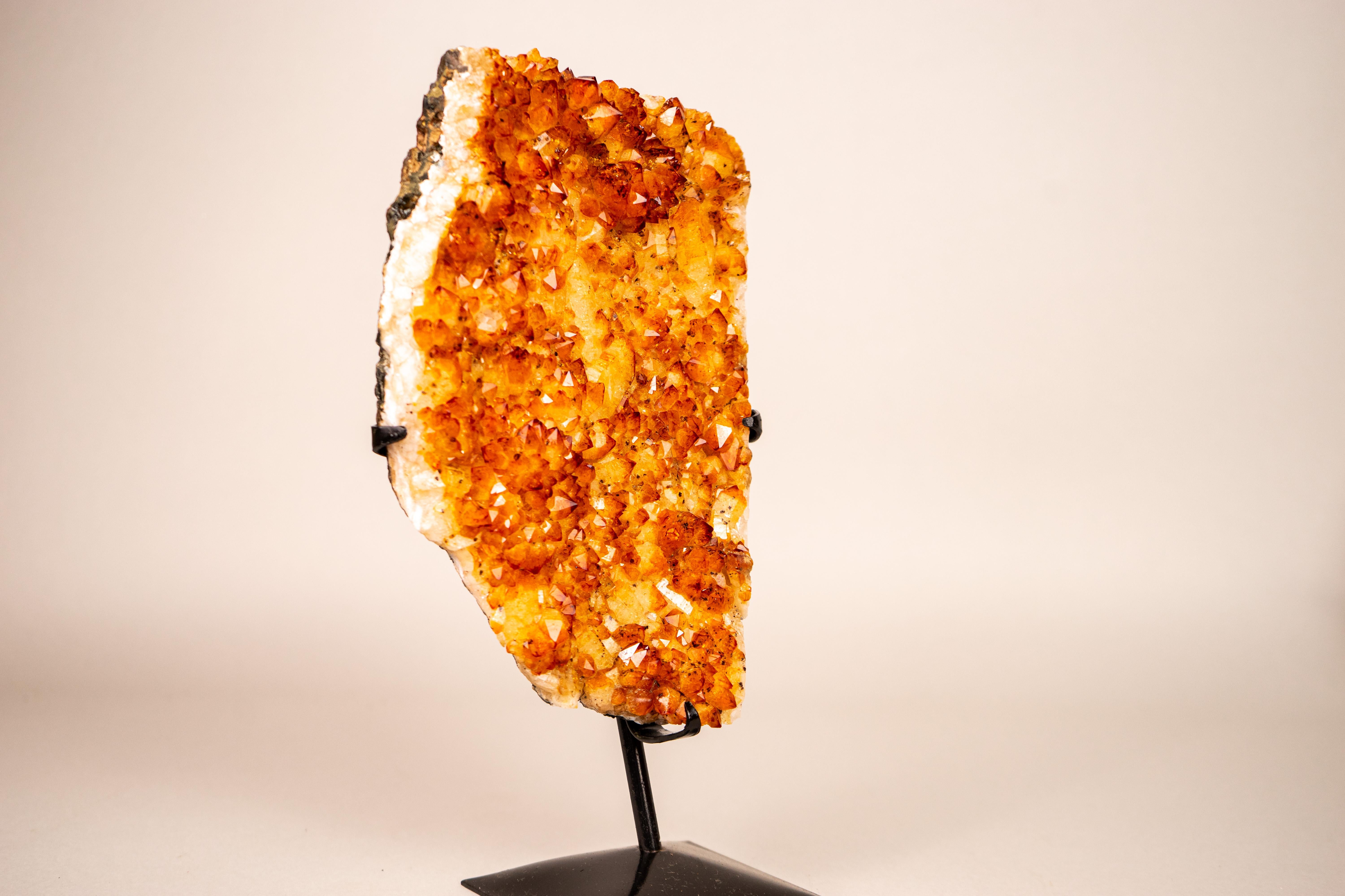 Small Natural Golden Orange Citrine Crystal Cluster on Stand For Sale 7