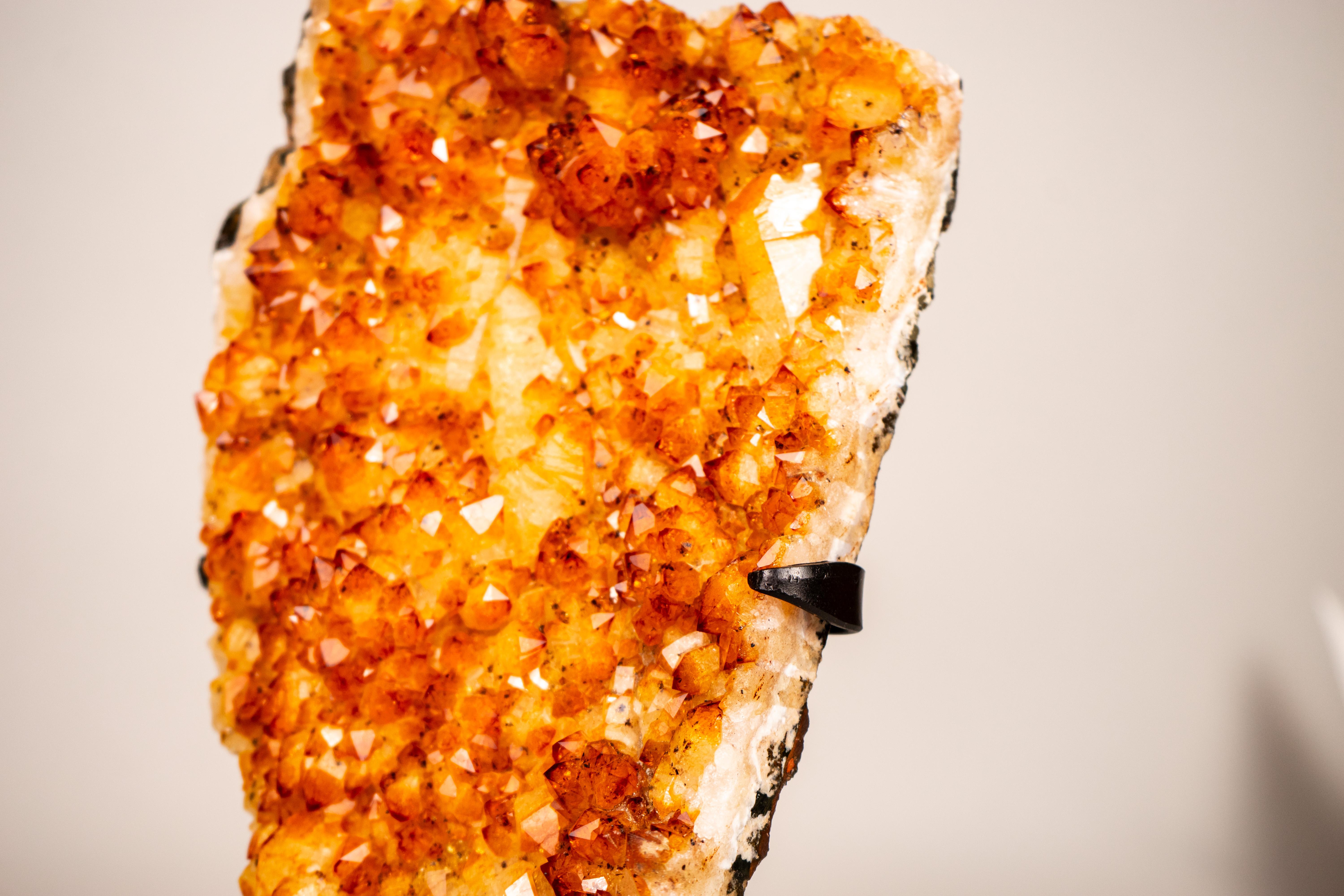 Small Natural Golden Orange Citrine Crystal Cluster on Stand For Sale 8