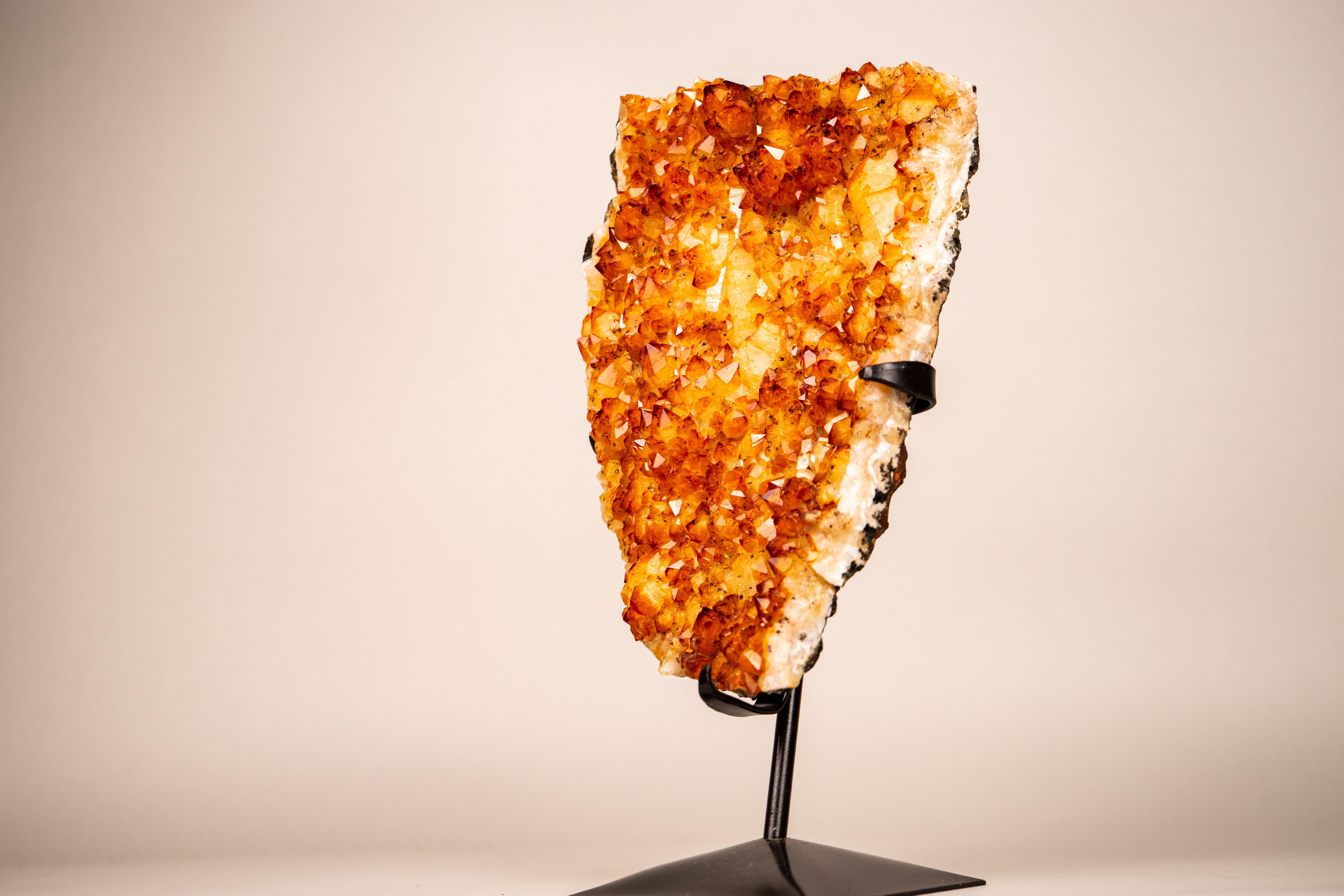 Small Natural Golden Orange Citrine Crystal Cluster on Stand For Sale 9