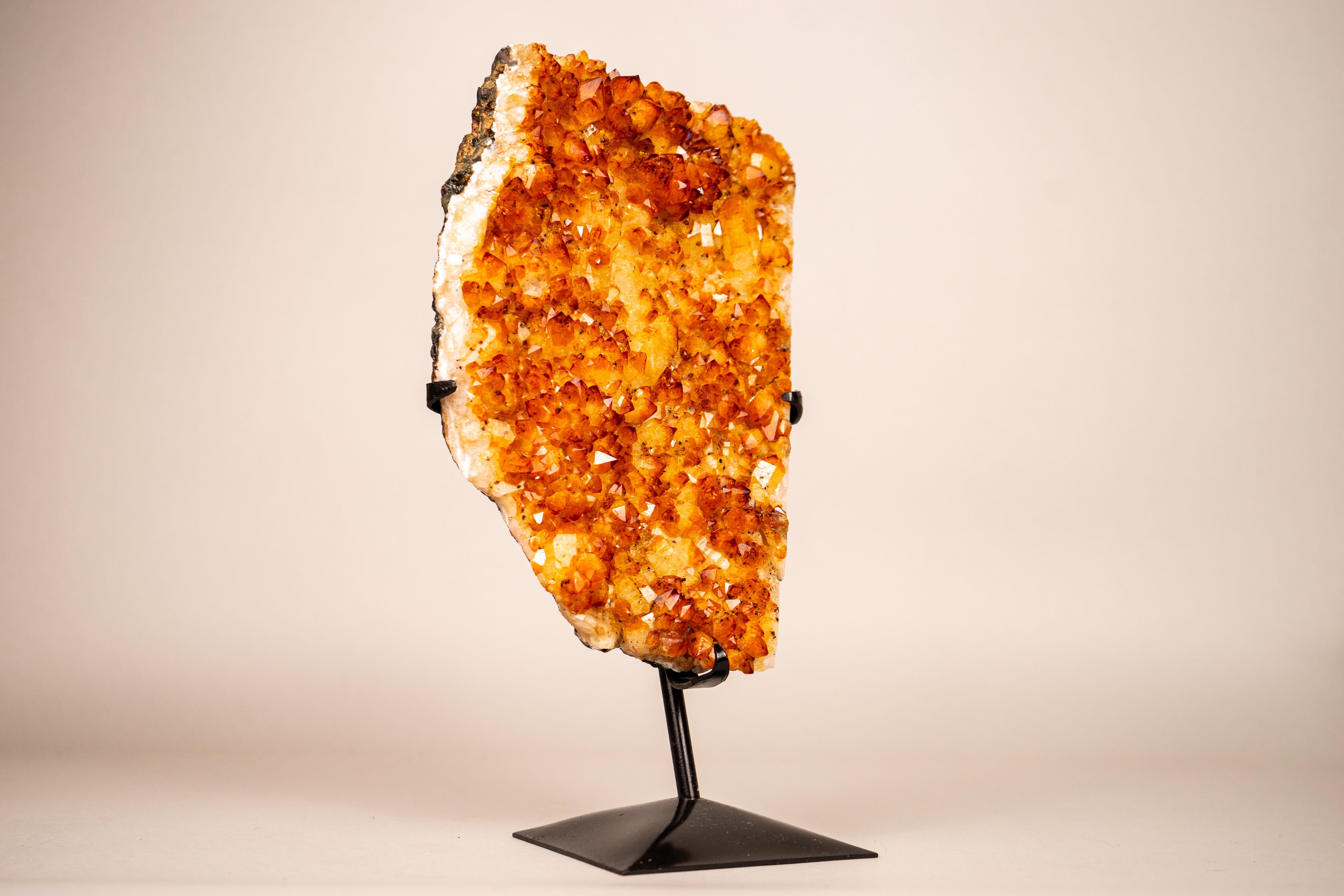 Small Natural Golden Orange Citrine Crystal Cluster on Stand In New Condition For Sale In Ametista Do Sul, BR