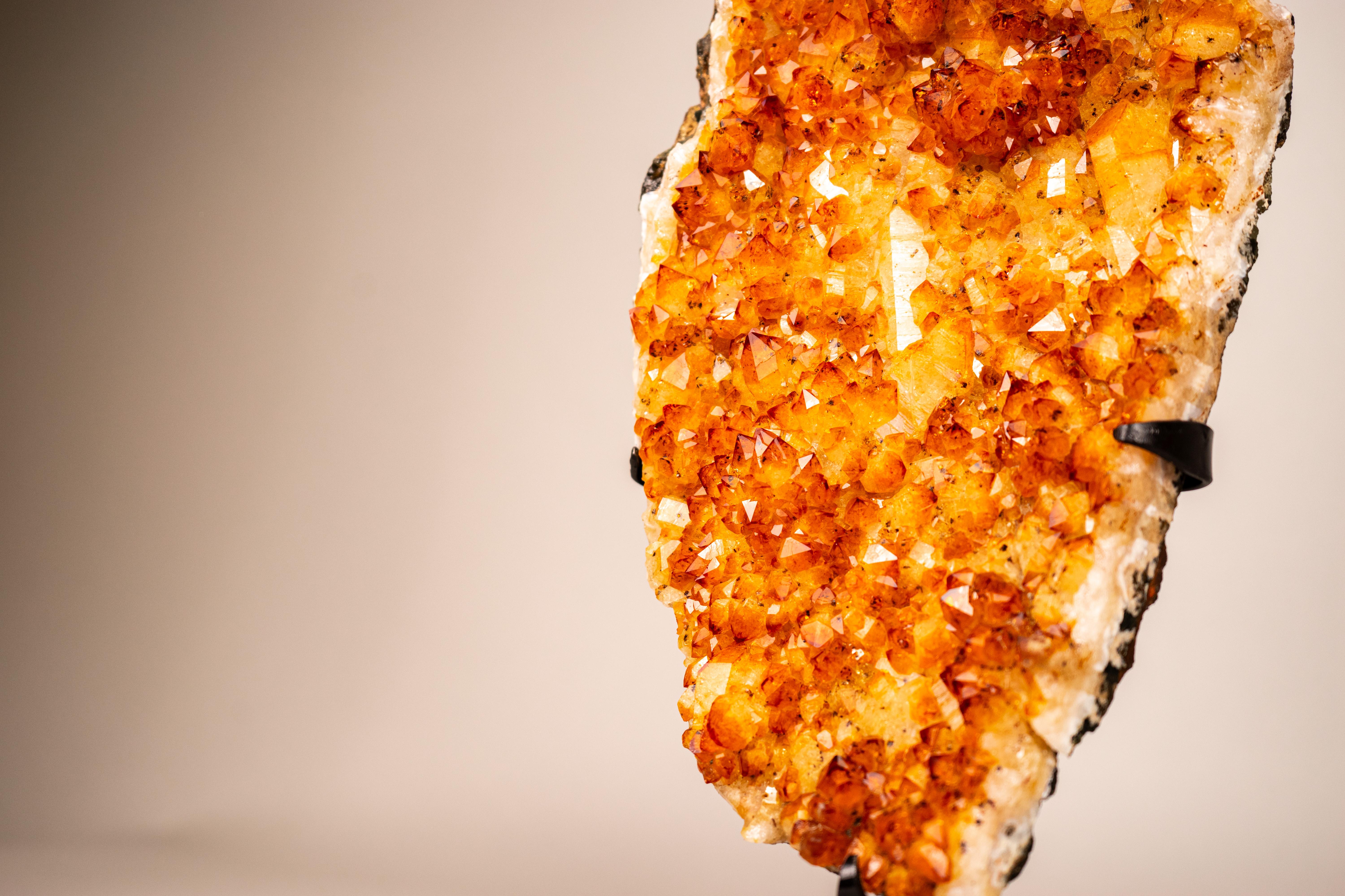 Small Natural Golden Orange Citrine Crystal Cluster on Stand For Sale 1
