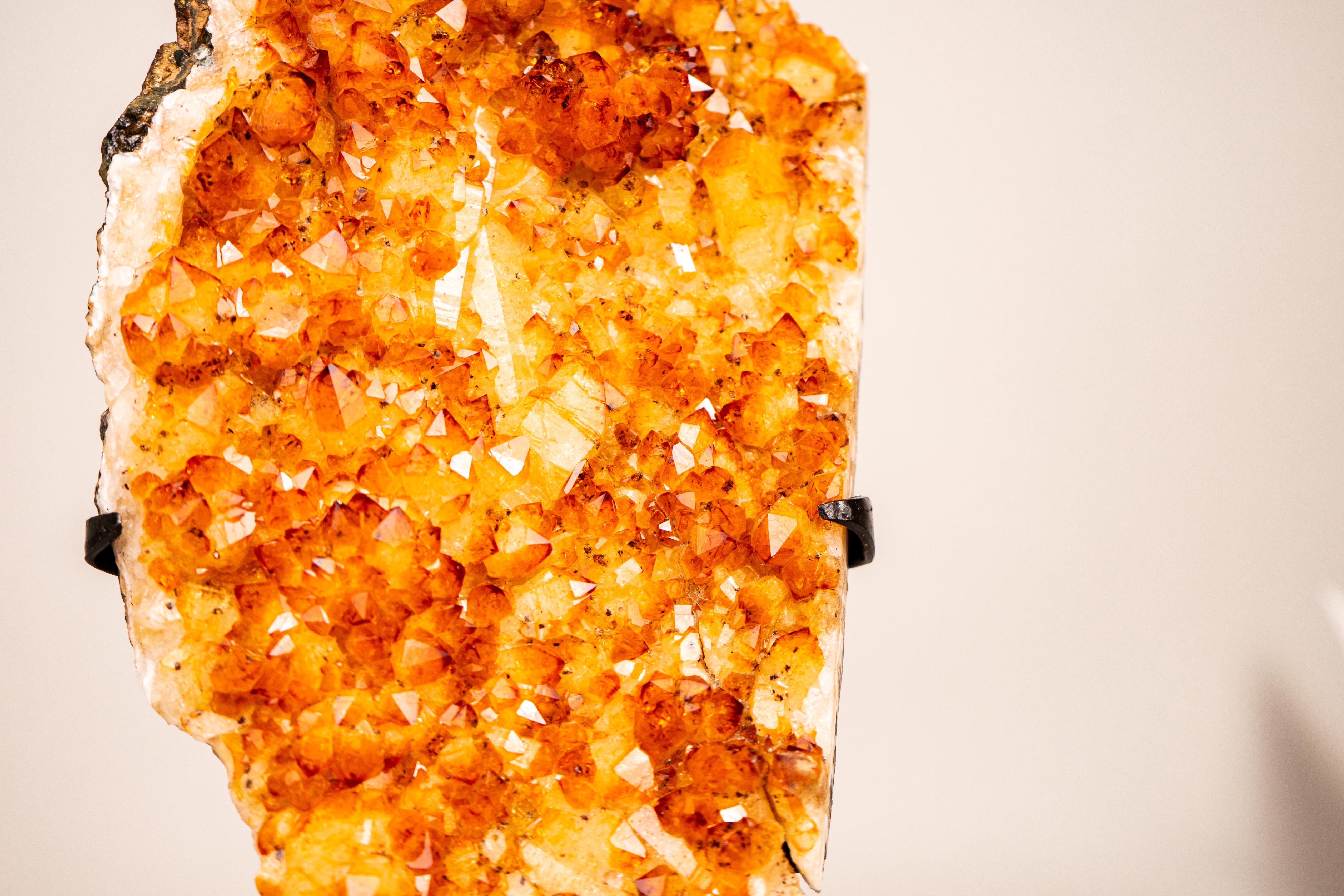 Small Natural Golden Orange Citrine Crystal Cluster on Stand For Sale 3