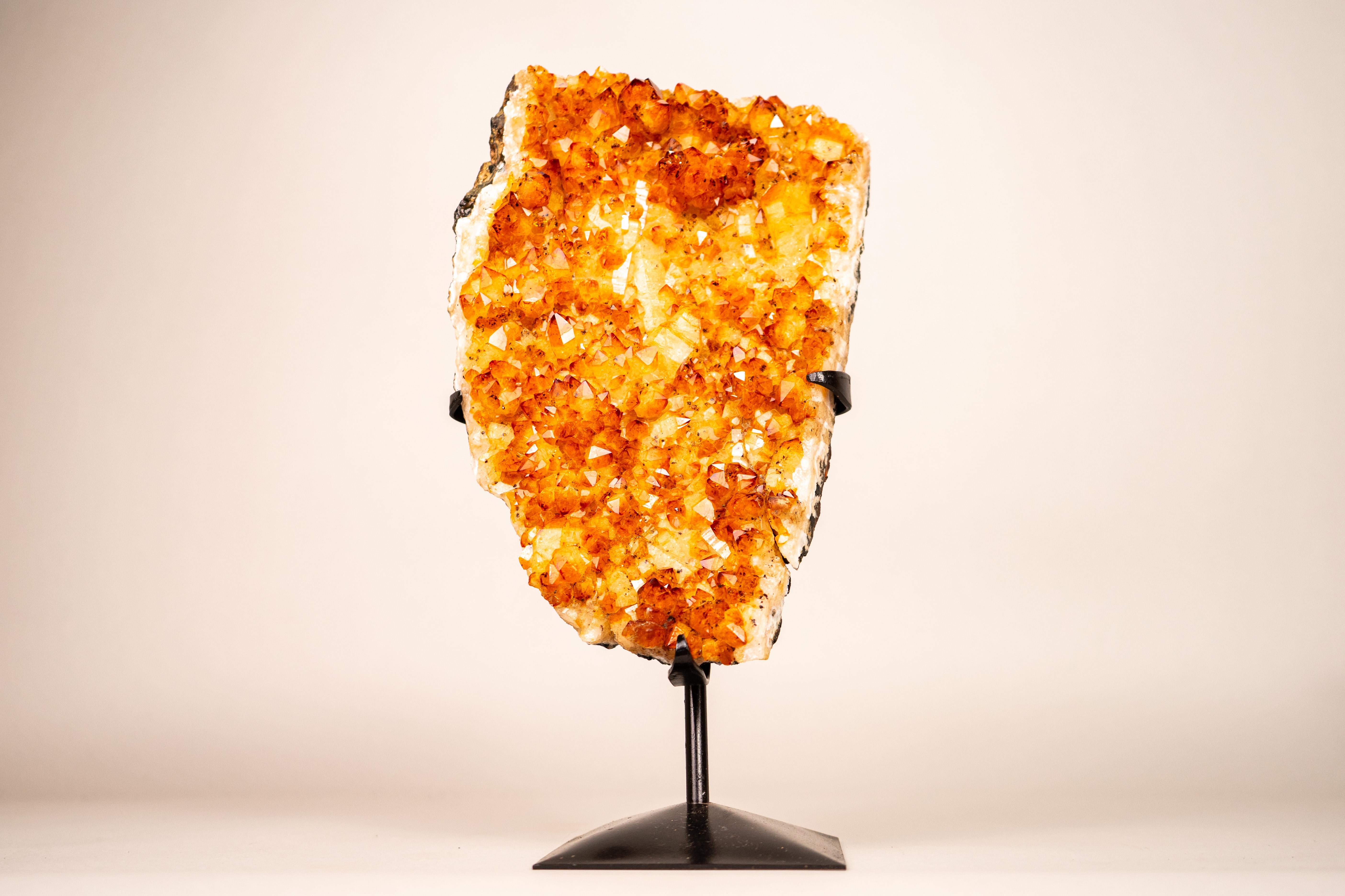 Small Natural Golden Orange Citrine Crystal Cluster on Stand For Sale 4