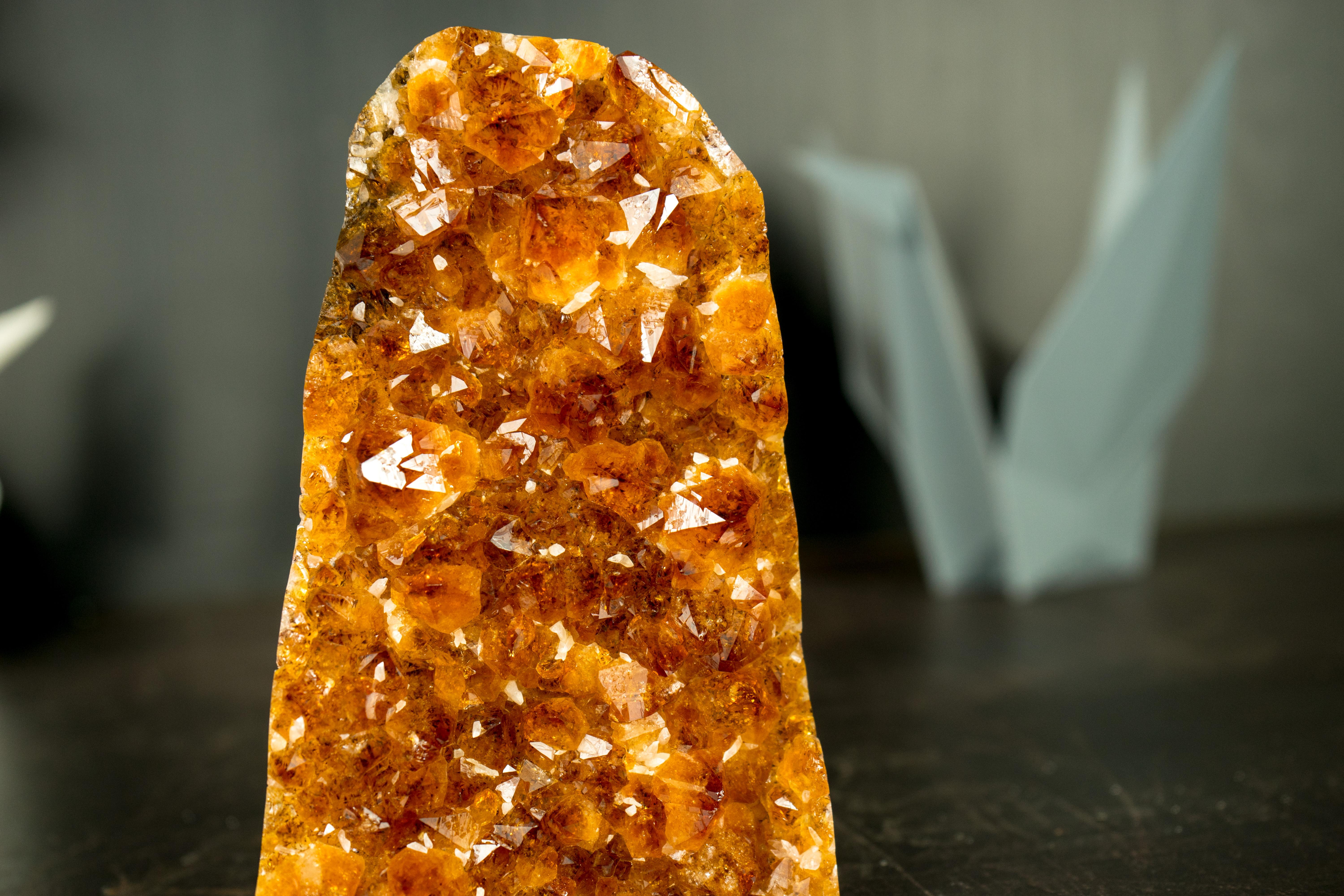 Small Natural Madeira Citrine Cluster with AAA Red Orange Citrine Druzy For Sale 4