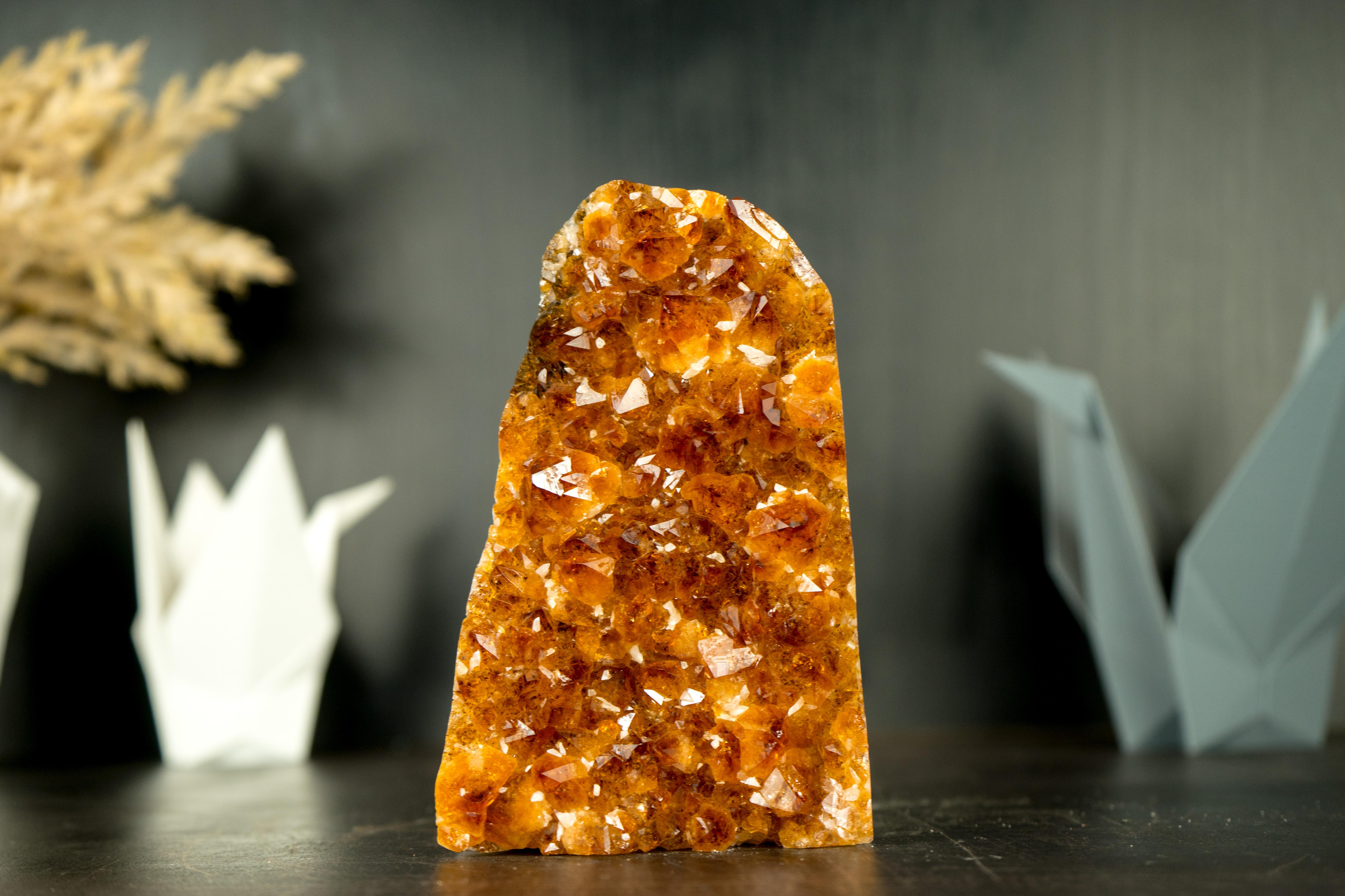 Small Natural Madeira Citrine Cluster with AAA Red Orange Citrine Druzy For Sale 6