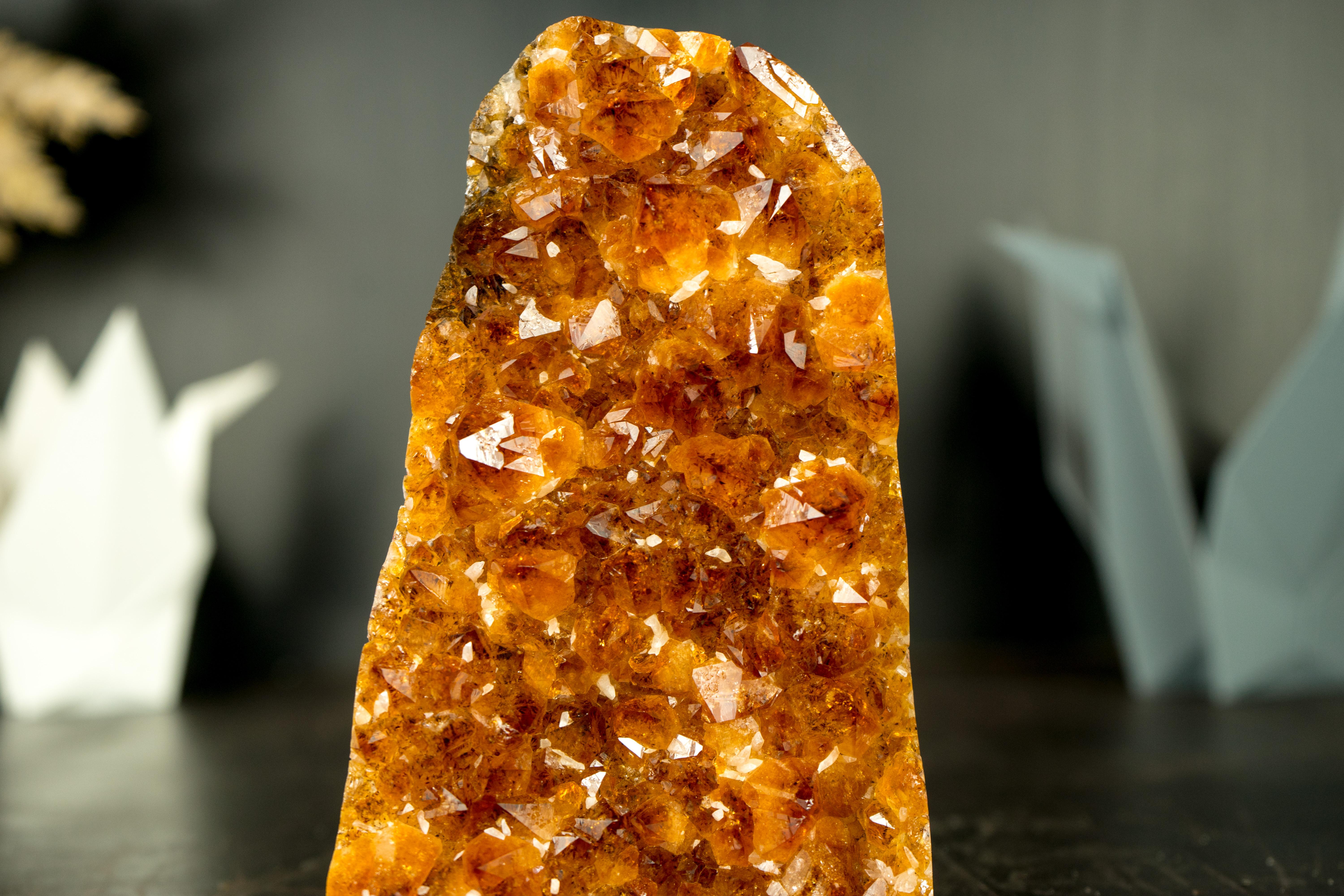 Small Natural Madeira Citrine Cluster with AAA Red Orange Citrine Druzy For Sale 3