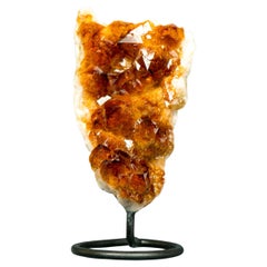 Pequeño Racimo de Citrino Natural de Madeira con Druzy de Citrino Rojo Naranja AAA sobre Soporte