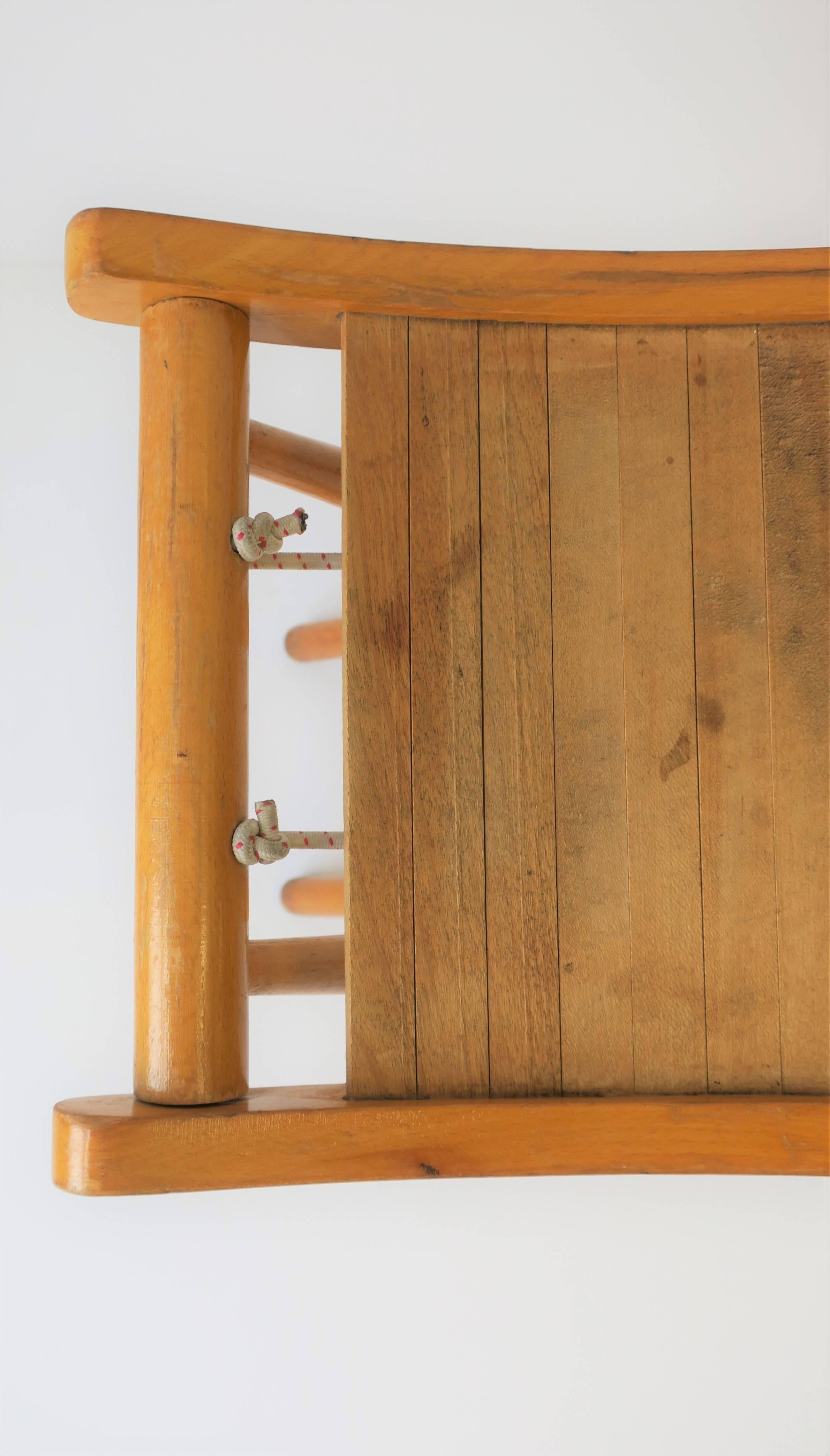 Nautical Blonde Wood Folding Stool or Bench 4