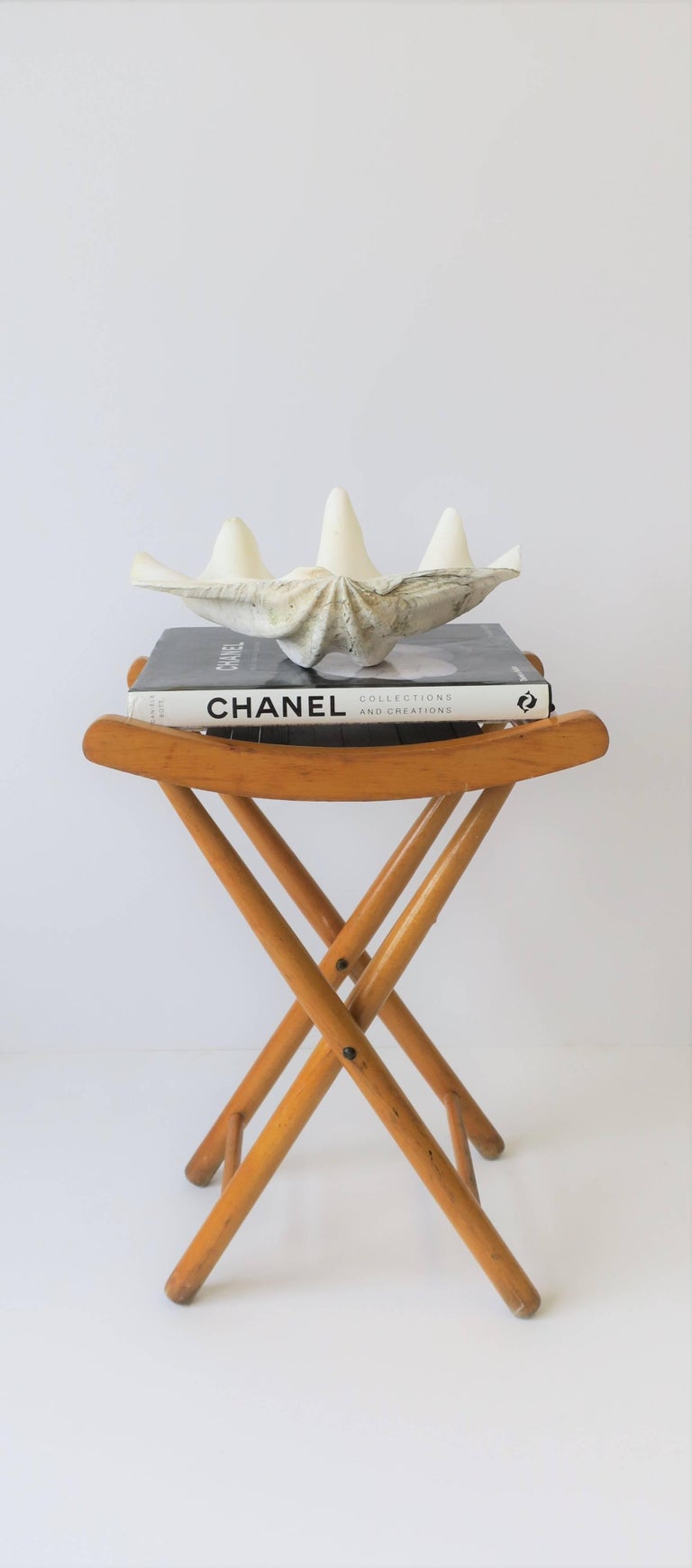 Nautical Blonde Wood Folding Stool or Bench For Sale at 1stdibs