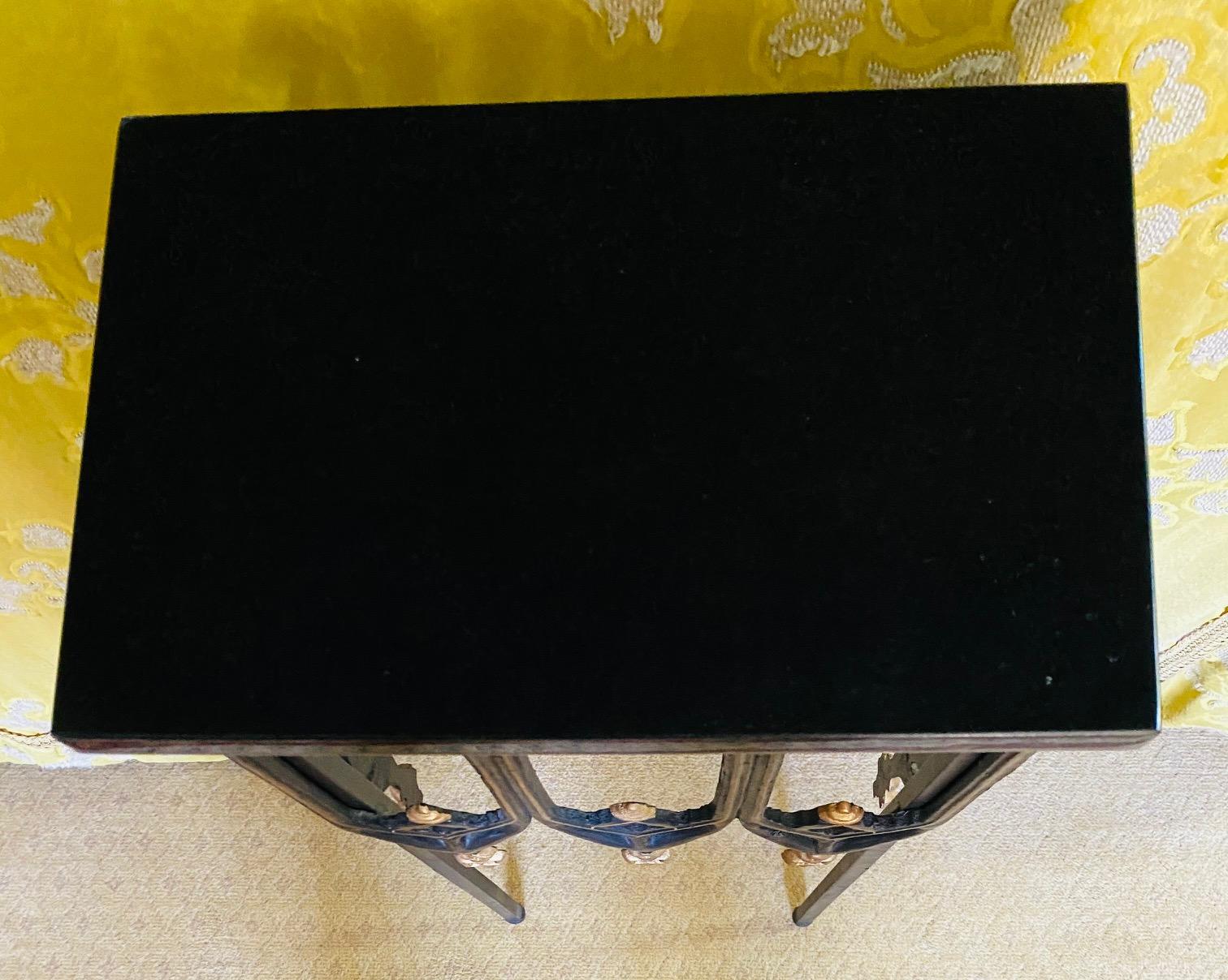 20th Century Small Neo-Gothic Ebonized Metal and Parcel Gilt Side Table