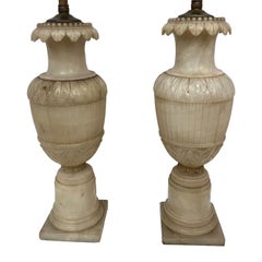 Small Neoclassic Alabaster Table Lamps