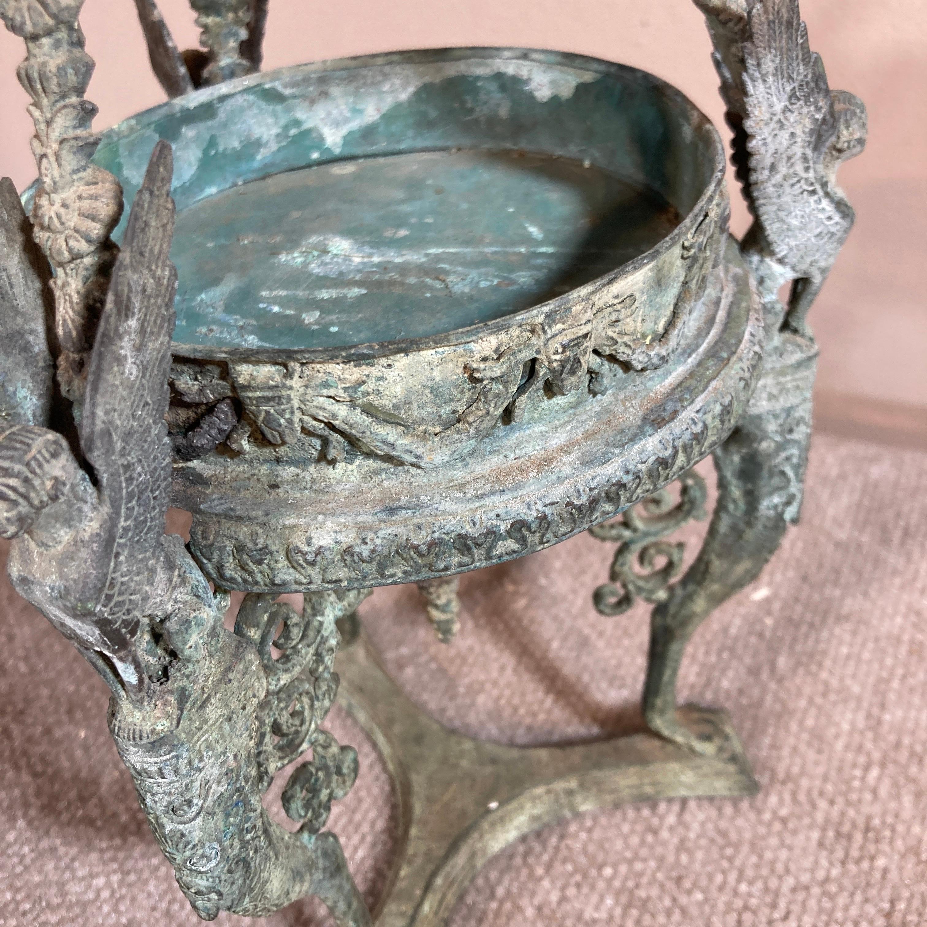 Neoclassical Revival Small Neoclassical Bronze Grand Tour Gueridon-Form Plant Holder, circa 1900  For Sale