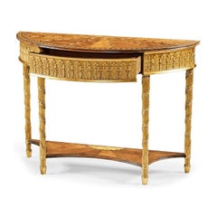 Small Neoclassical Giltwood Demi-Lune Console Table
