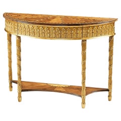 Small Neoclassical Giltwood Demi-Lune Console Table