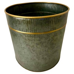 Small Neoclassical Gold Gilt Accent Metal Waste Basket