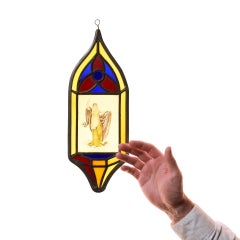 Small Neoclassical Stained Glass Window Hanging