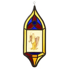 Small Neoclassical Stained Glass Window Hanging