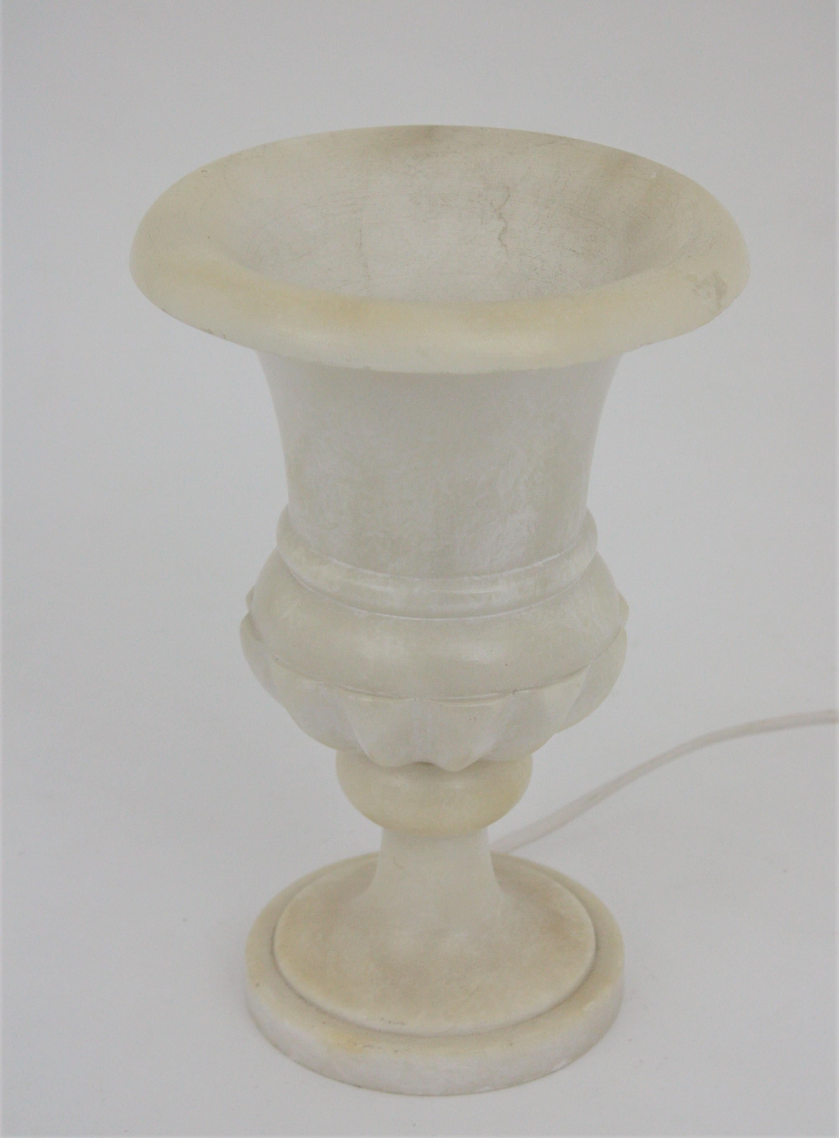 Art Deco Spanish Neoclassical Style Alabaster Urn Table Lamp, 1930s For Sale