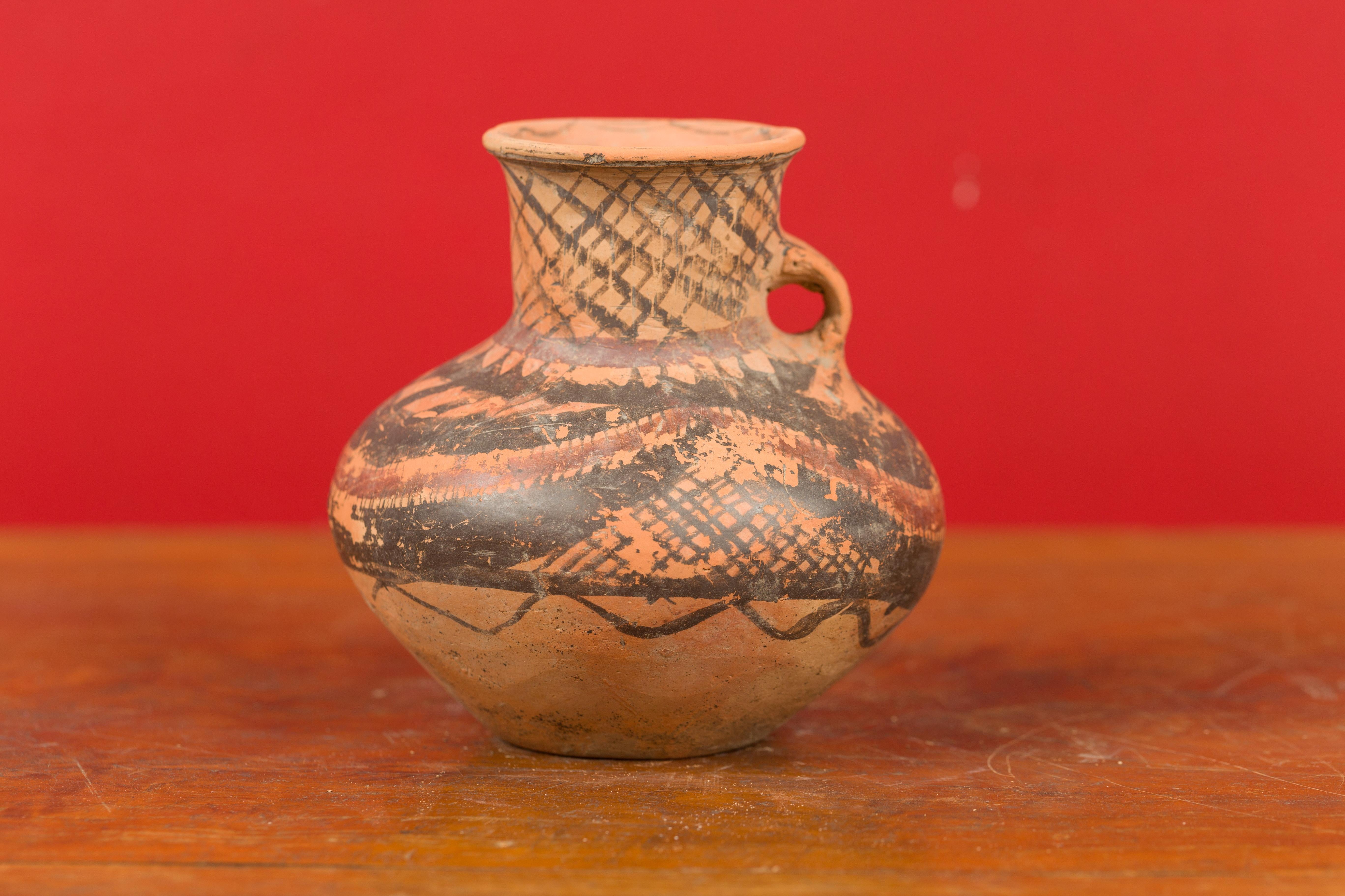 Small Neolithic Terracotta Pitcher with Geometric Decor and Lateral Handle 6