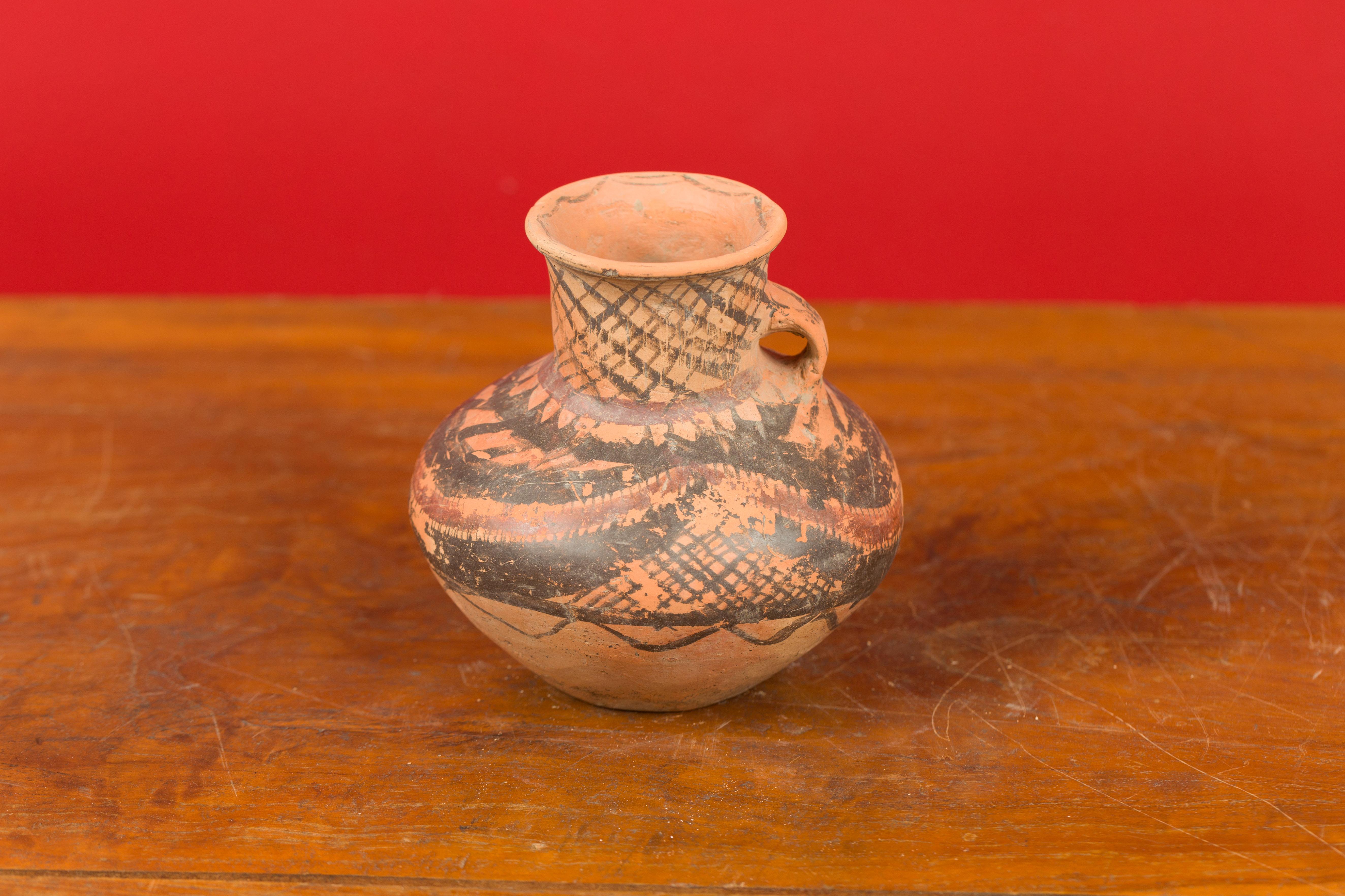 Small Neolithic Terracotta Pitcher with Geometric Decor and Lateral Handle 7