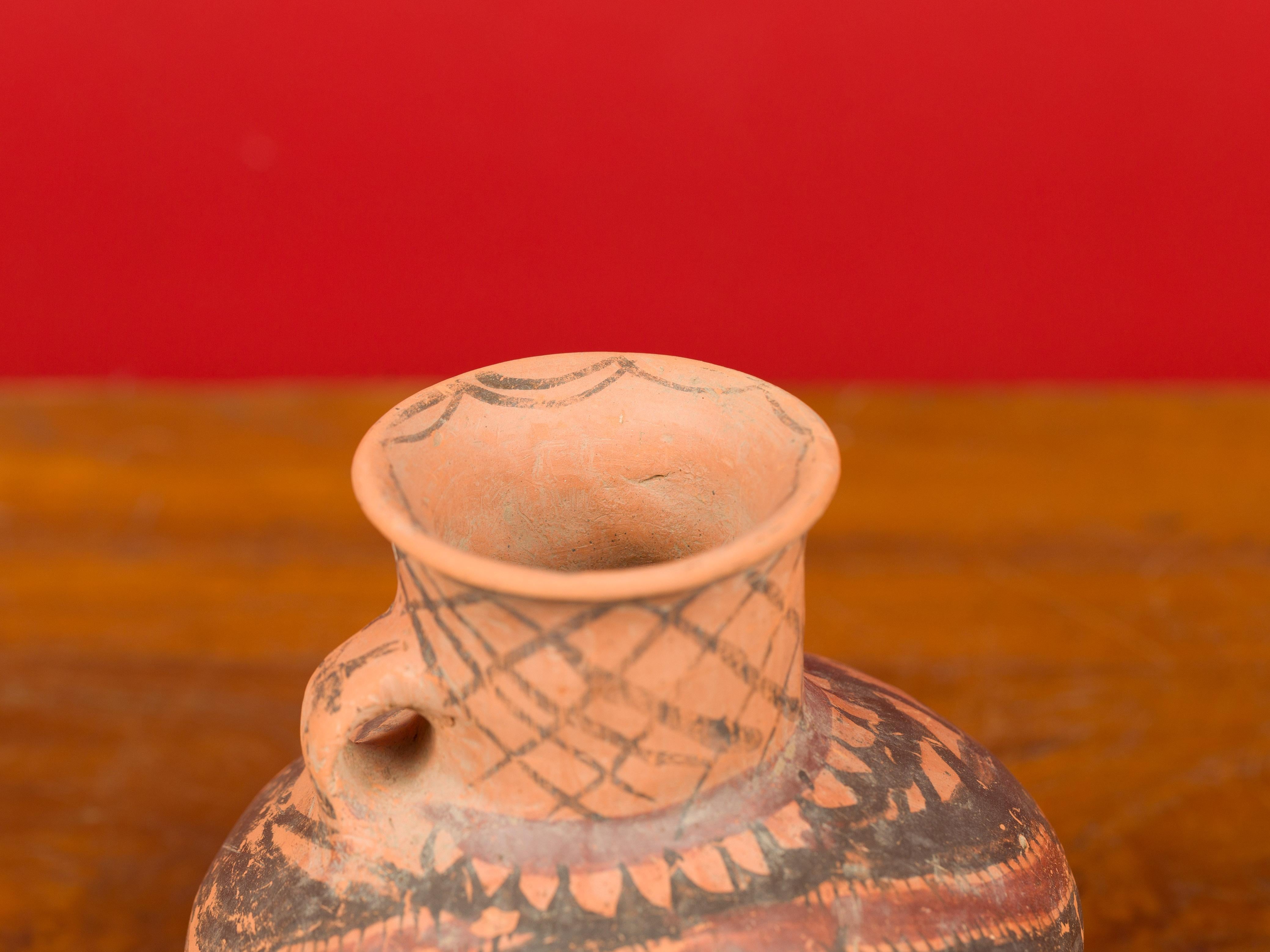 Small Neolithic Terracotta Pitcher with Geometric Decor and Lateral Handle 9