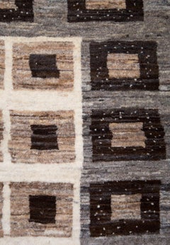 Small Neutral Checker Pattern Contemporary Tribal Gabbeh Persian Wool Rug