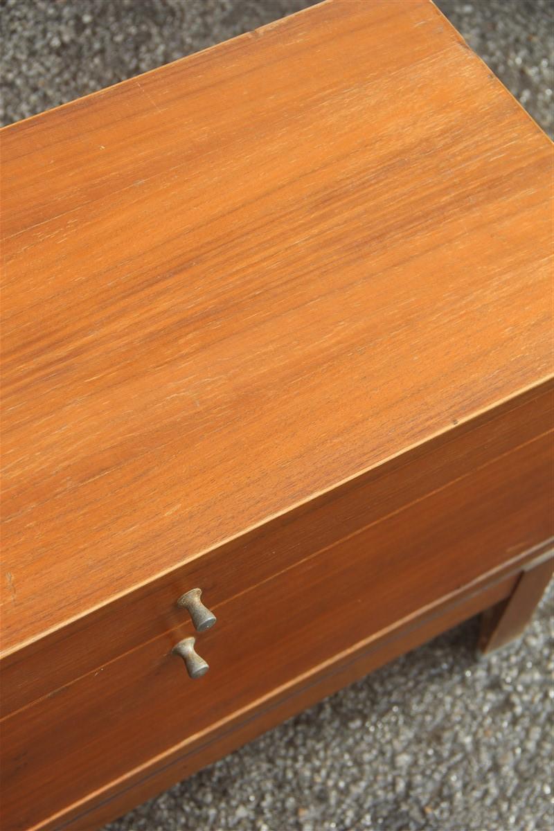Small nightstands table in teak wood MIM Roma 1960s Ico Parisi design aluminum.