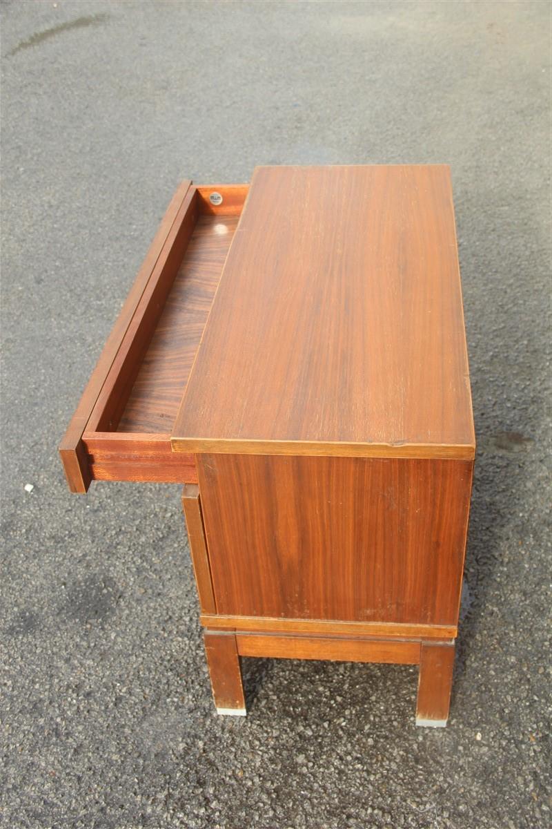 Mid-Century Modern Small Nightstands Table in Teak Wood MIM Roma 1960s Ico Parisi Design Aluminum 