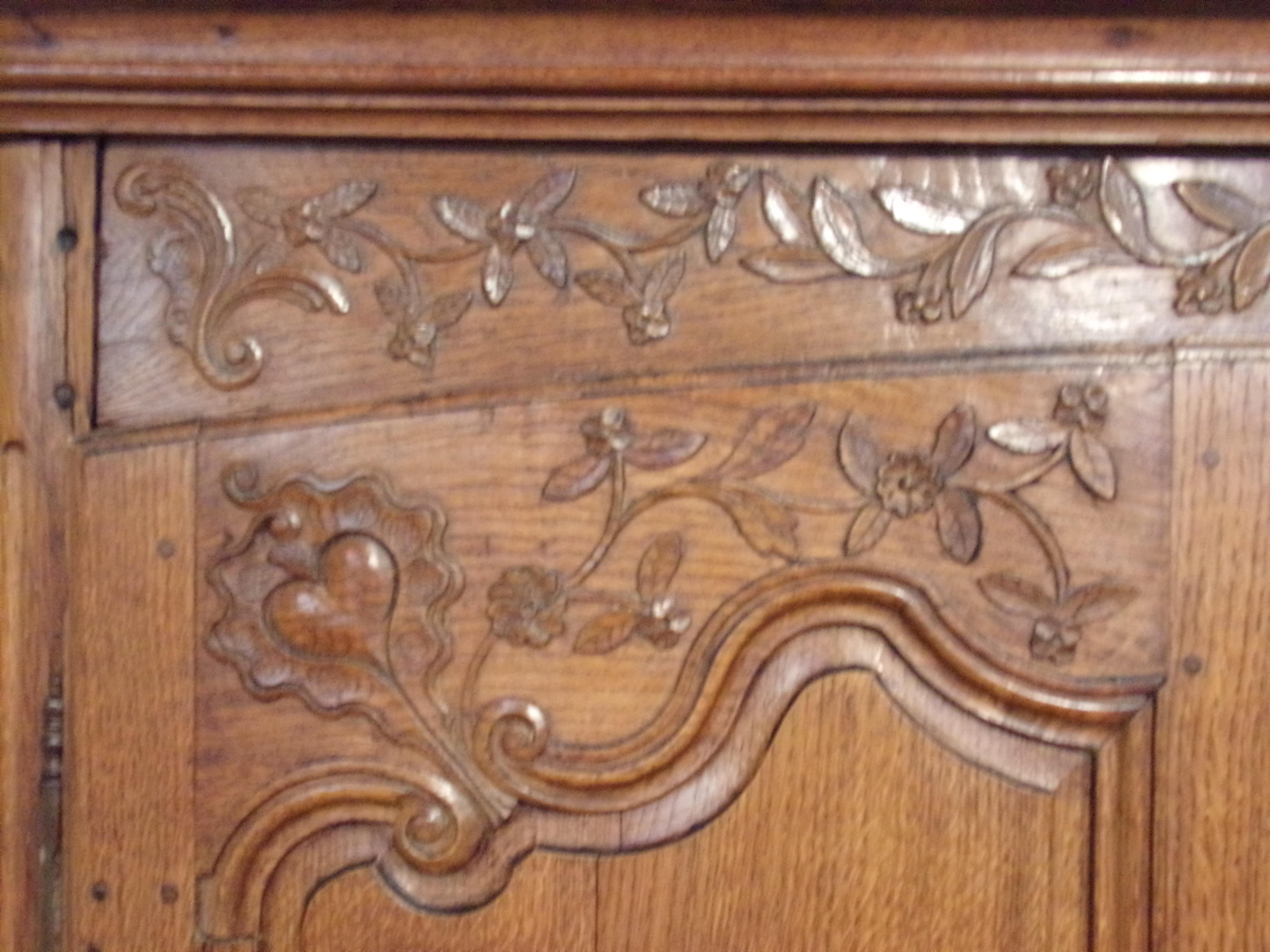 Louis XV Small Normandy Carved Marriage Armoire, circa 1800 For Sale