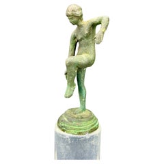 Small Nude Bronze Sculpture of Women Posing on Lucite Base