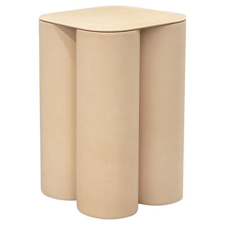 Small Silos Side Table in Nude Leather Design by Studiopepe for Uniqka For Sale