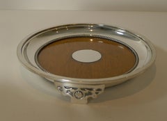 Small Oak and Silver Plate Tray / Coaster, Registered 1871