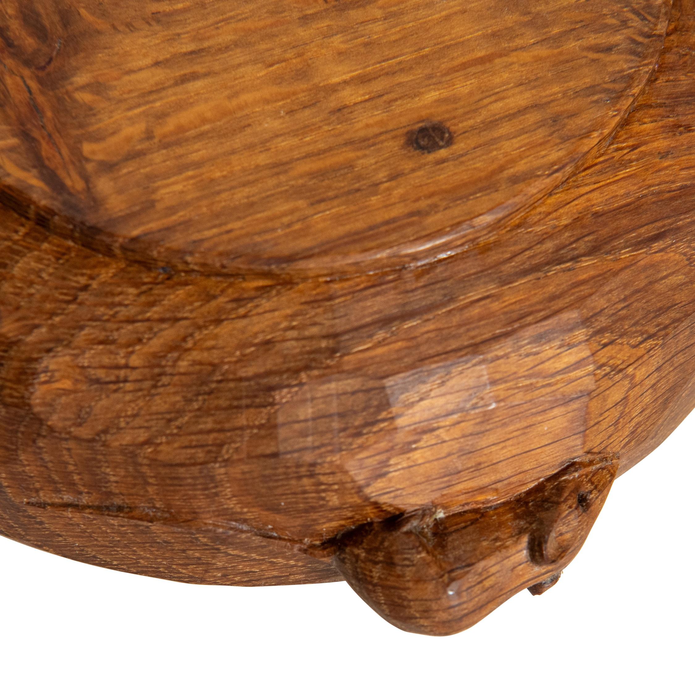 Hand-Carved Small Oak Bowl by Robert Thompson, England circa 1960 For Sale