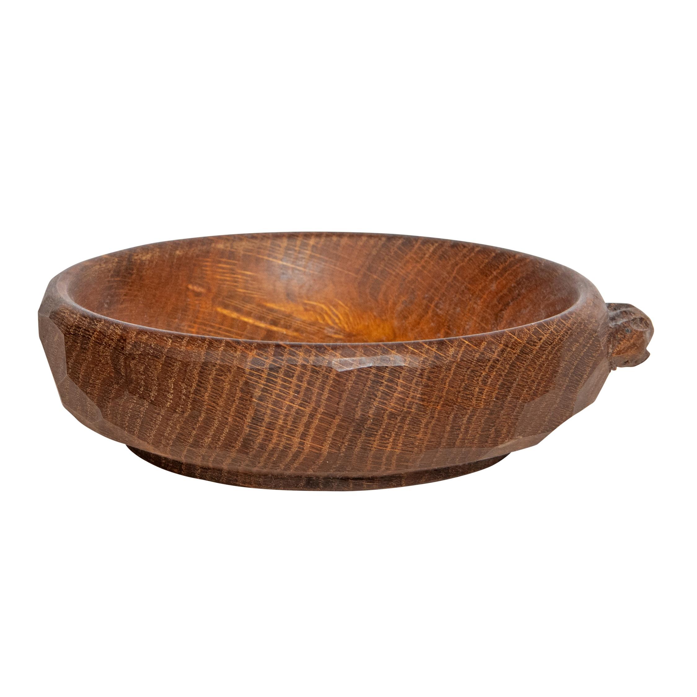 Mid-20th Century Small Oak Bowl by Robert Thompson, England circa 1960 For Sale