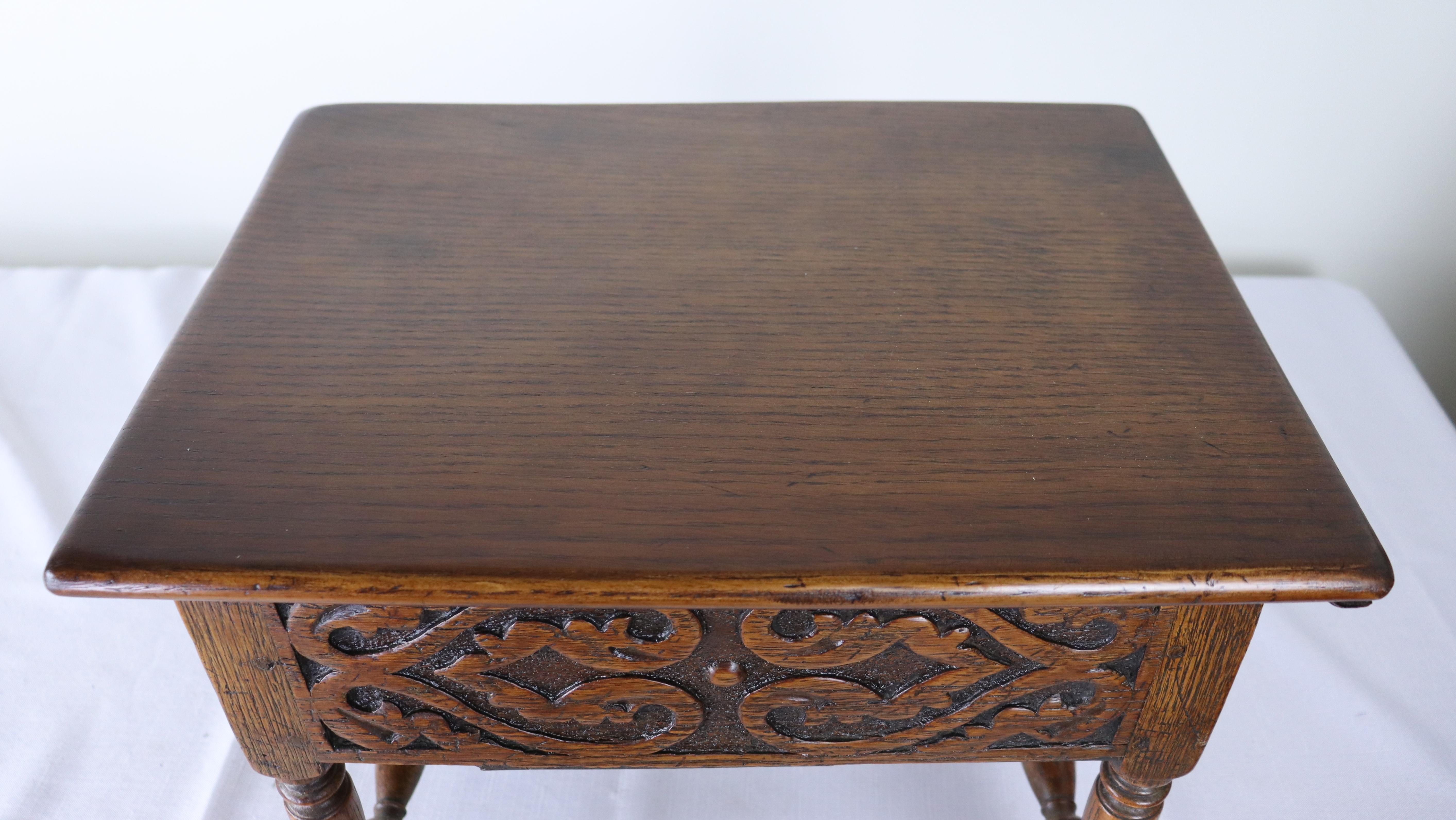19th Century Small Oak Box Table or Stool For Sale