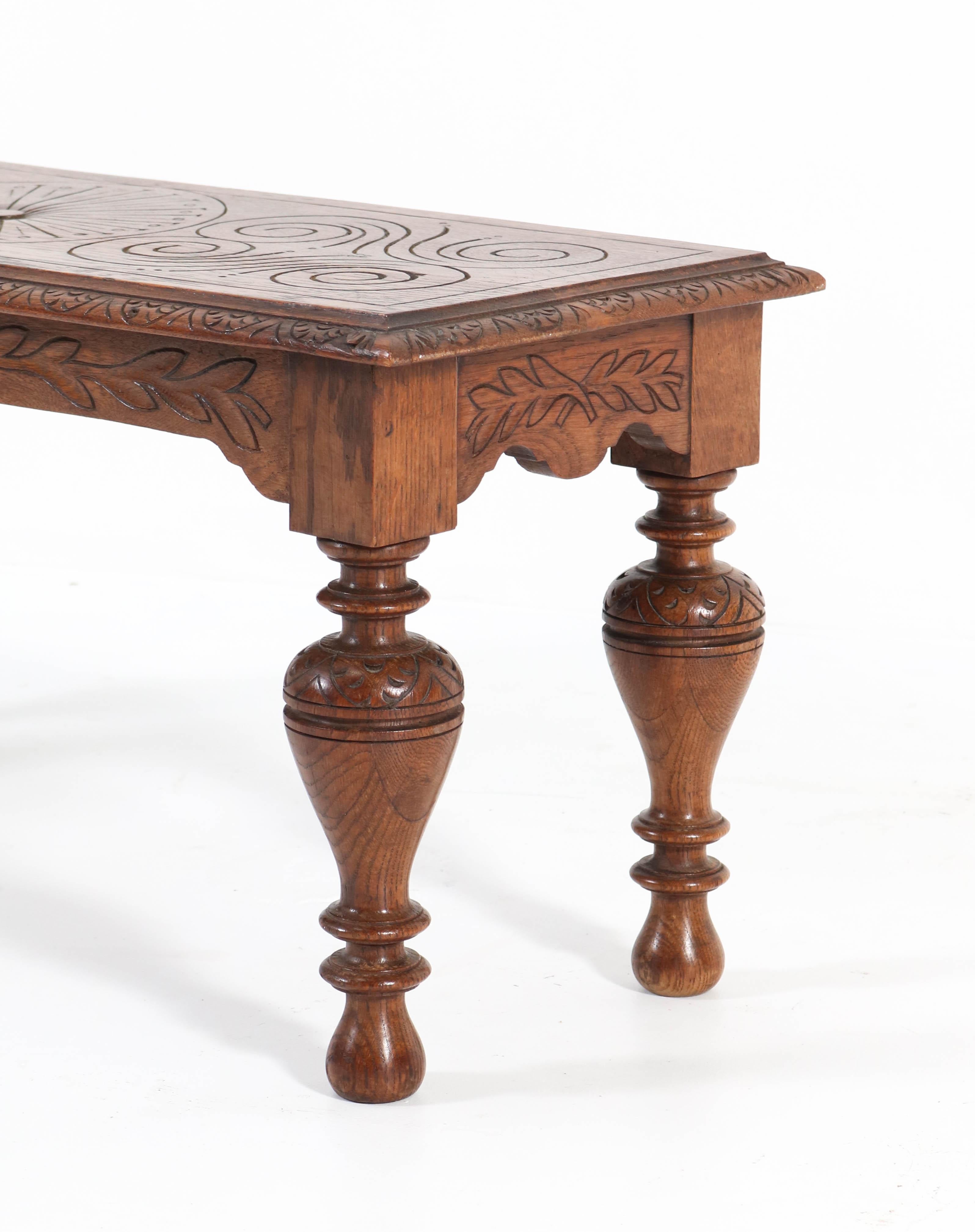 Small Oak Dutch Neo-Renaissance Style Bench or Side Table, 1920s 2
