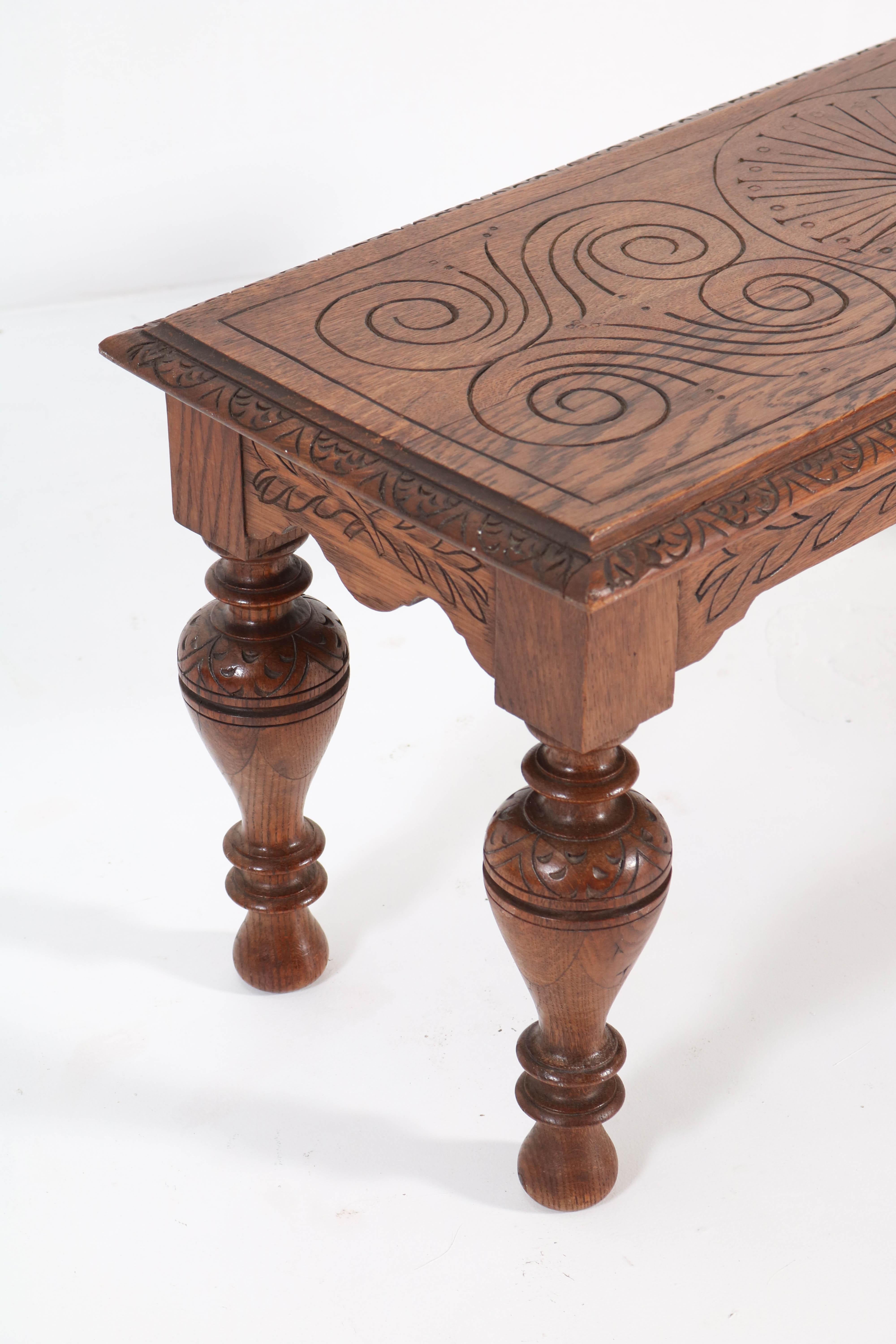 Small Oak Dutch Neo-Renaissance Style Bench or Side Table, 1920s 3