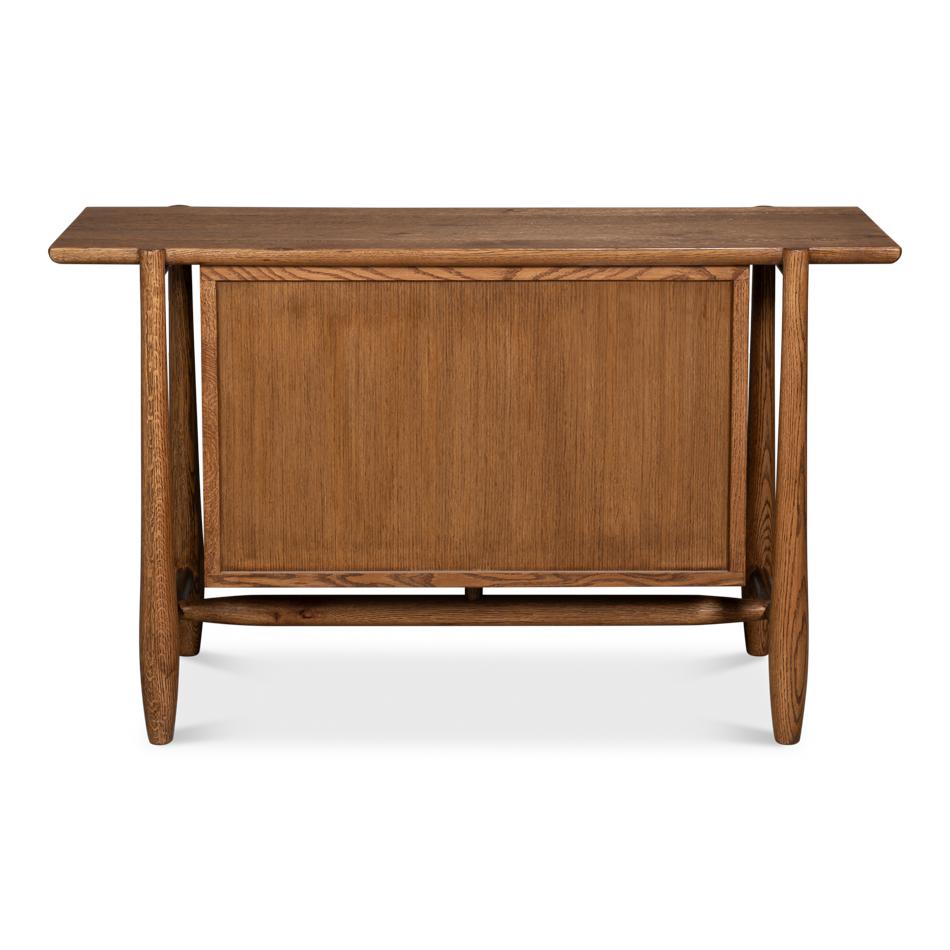 Credenza pequeña de roble de mediados del siglo XX Ratán en venta