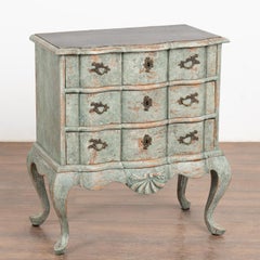 Small Oak Painted Rococo Chest of Three Drawers, Denmark circa 1800