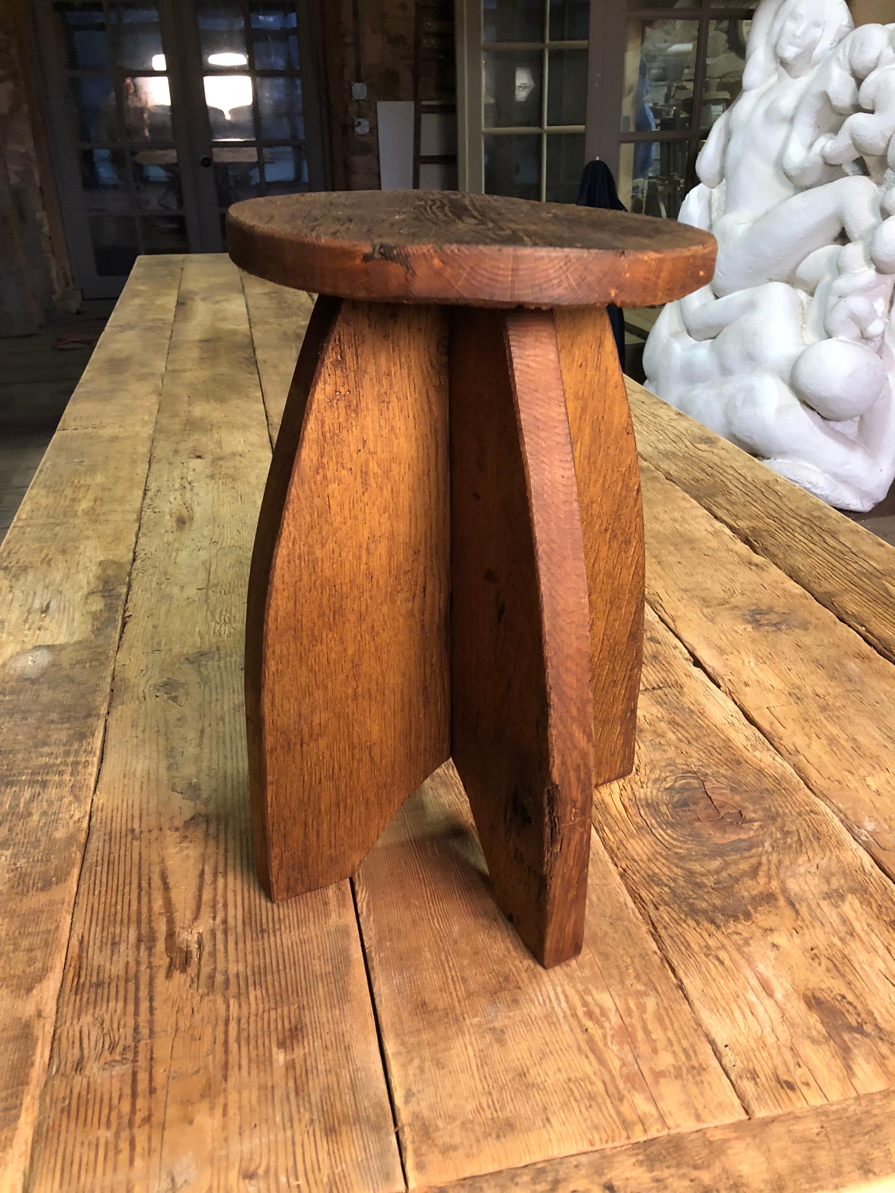 Small Oak Stool “Toad-Stool” In Good Condition In Doylestown, PA