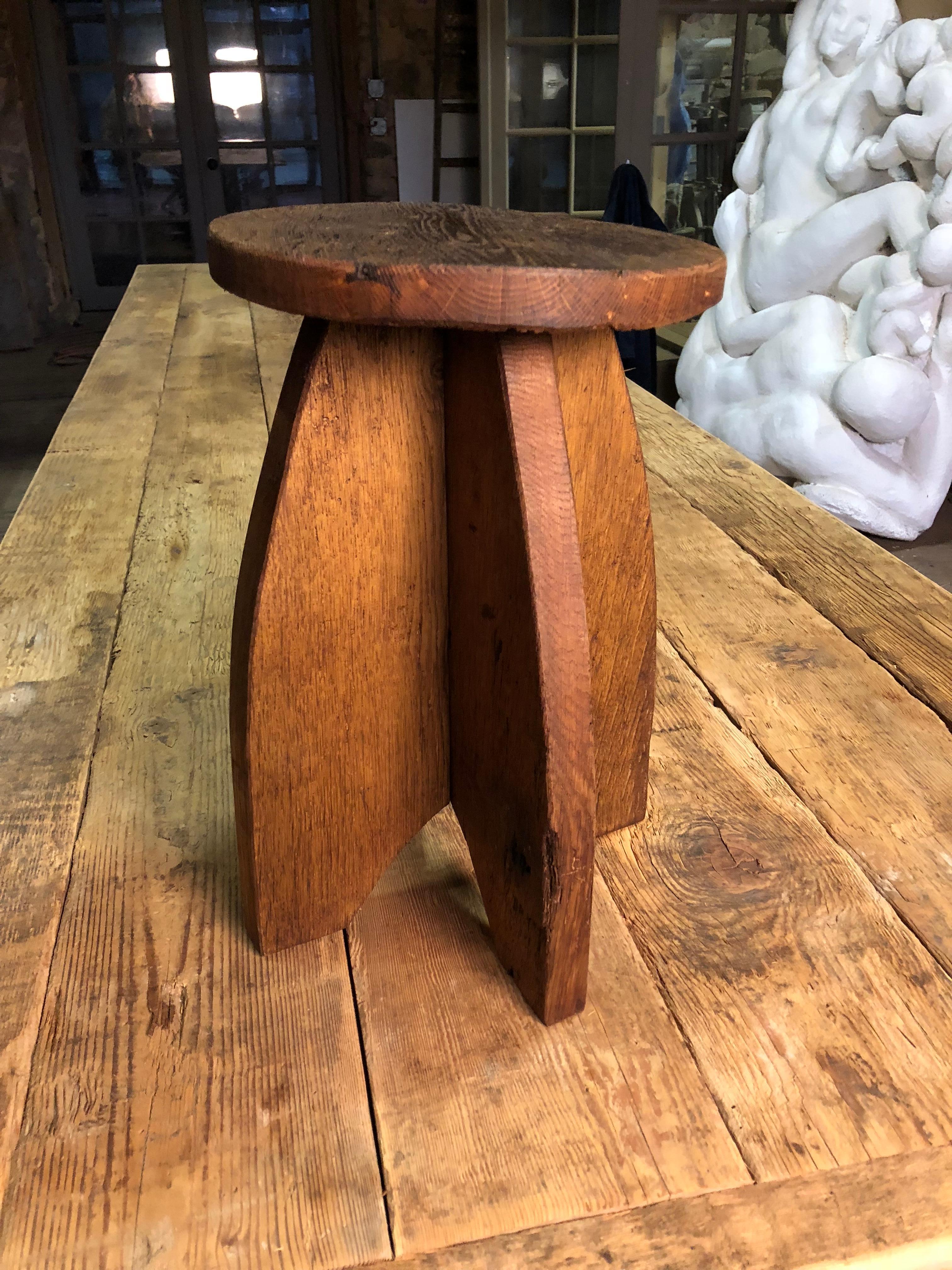 Small Oak Stools “Toad-Stool” In Good Condition In Doylestown, PA