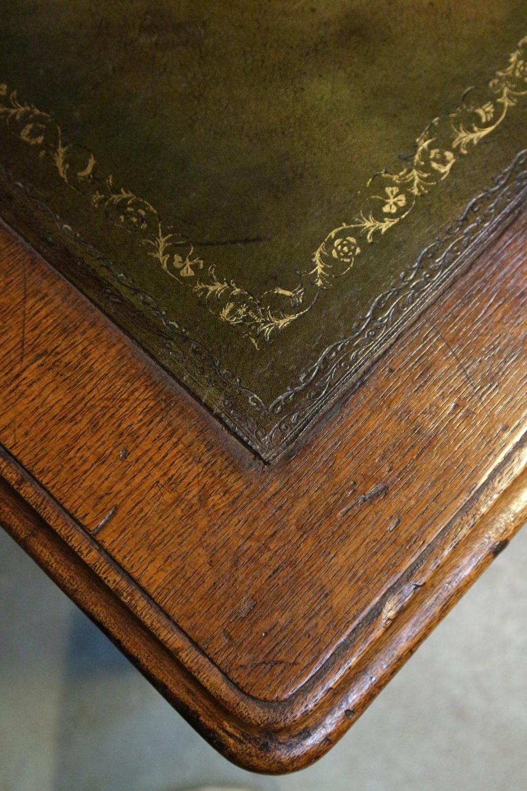 English Small Oak Victorian Writing Table