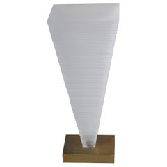 Small occasional Table in lucite, pyramid shaped, with fine incised detail